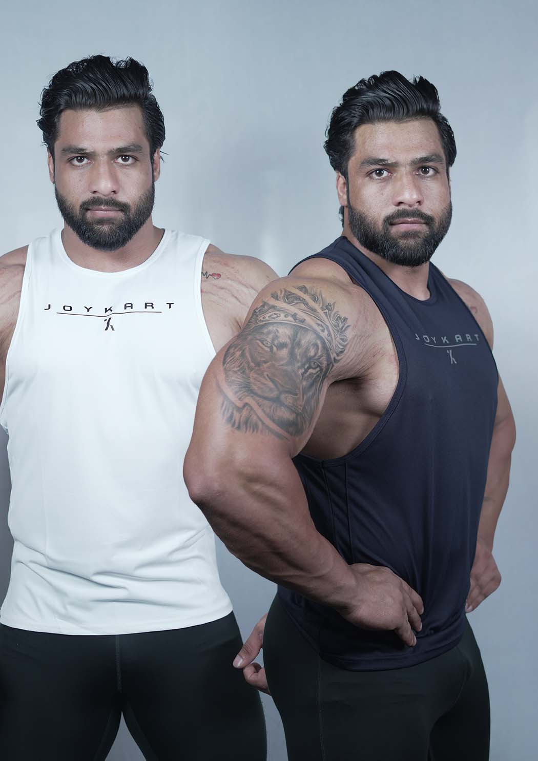 premium white & Blue Tank Vest Combo