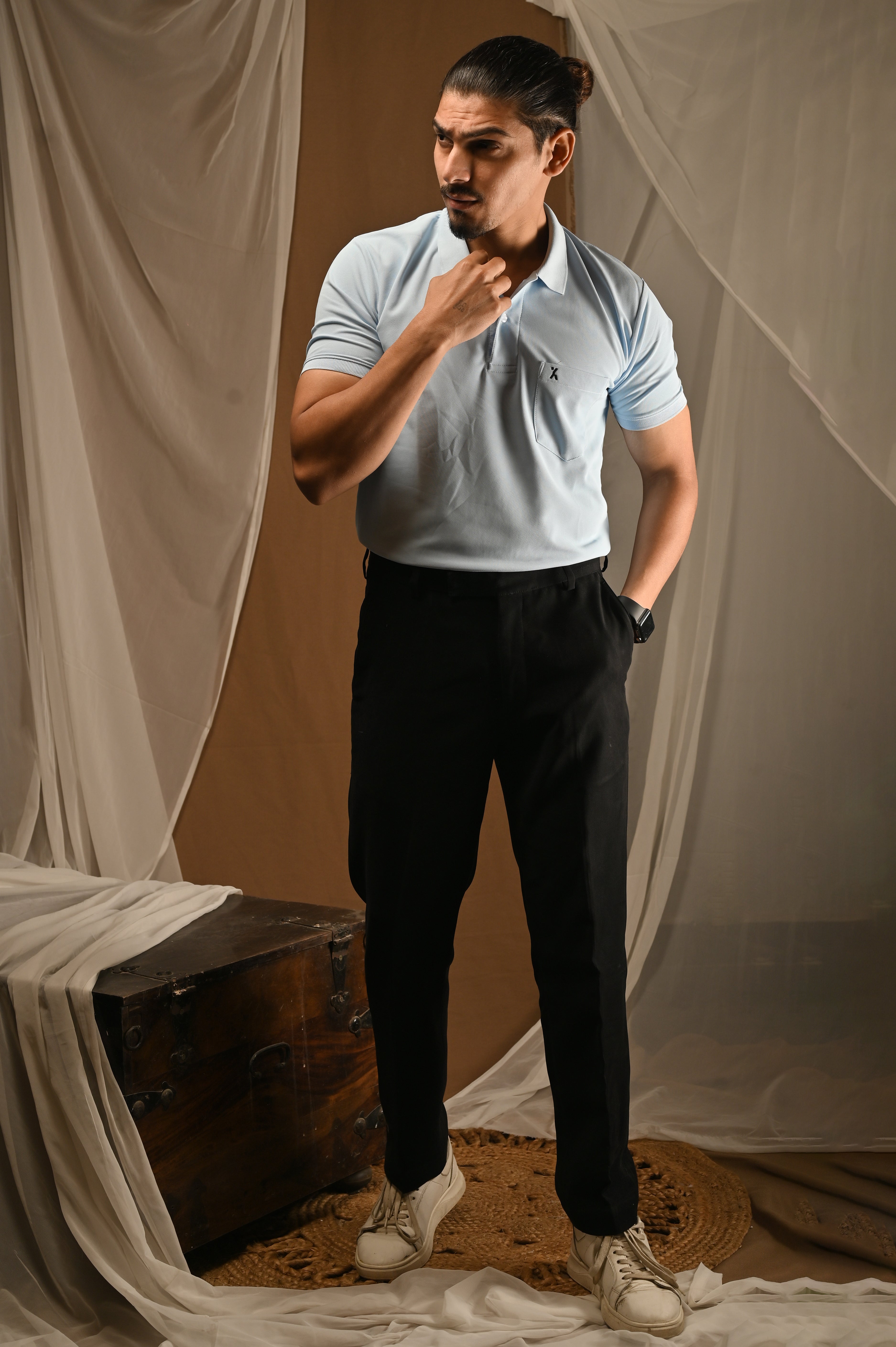 Men's Sky Blue Polo T-Shirt with Pocket