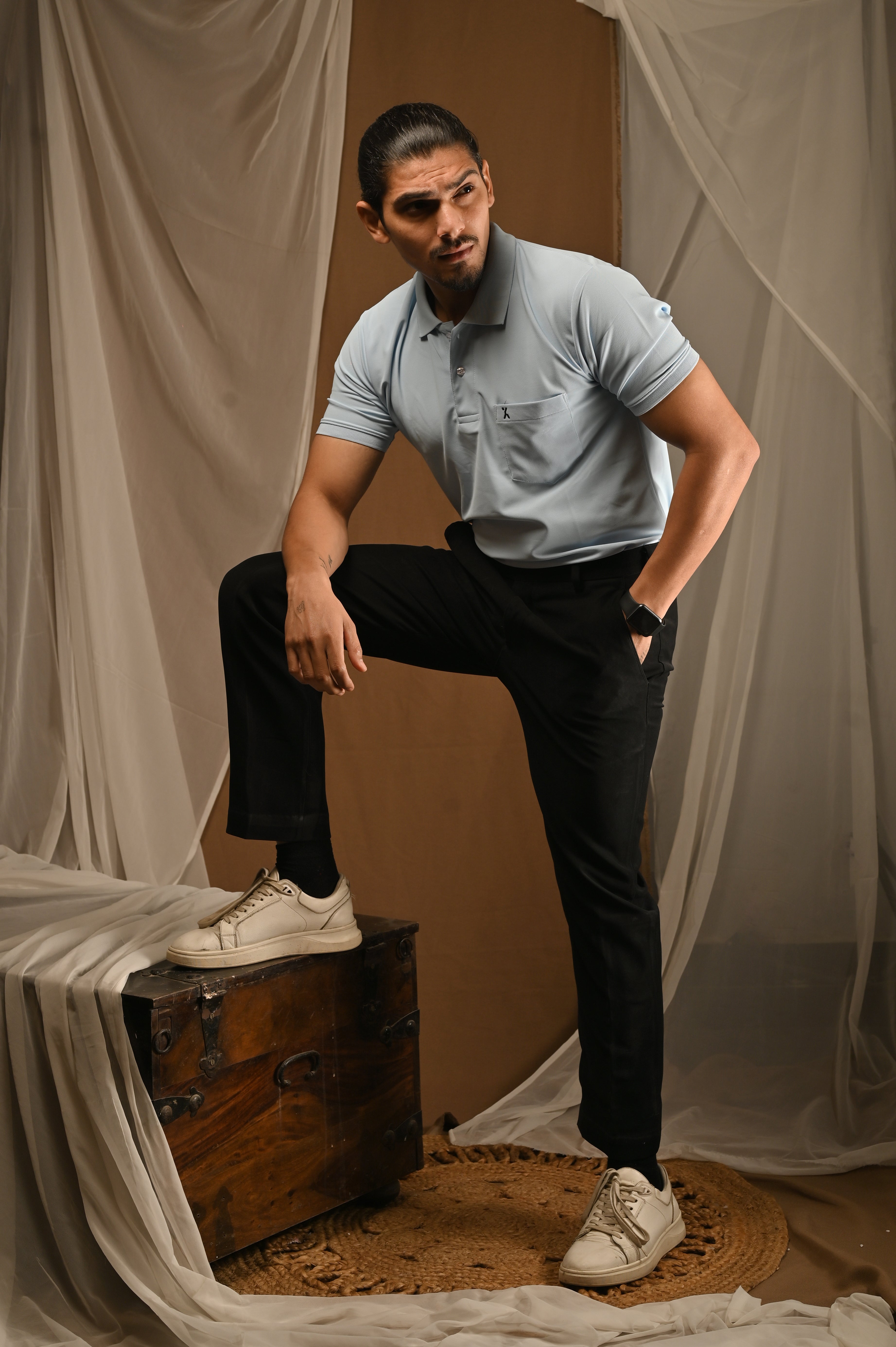 Men's Sky Blue Polo T-Shirt with Pocket