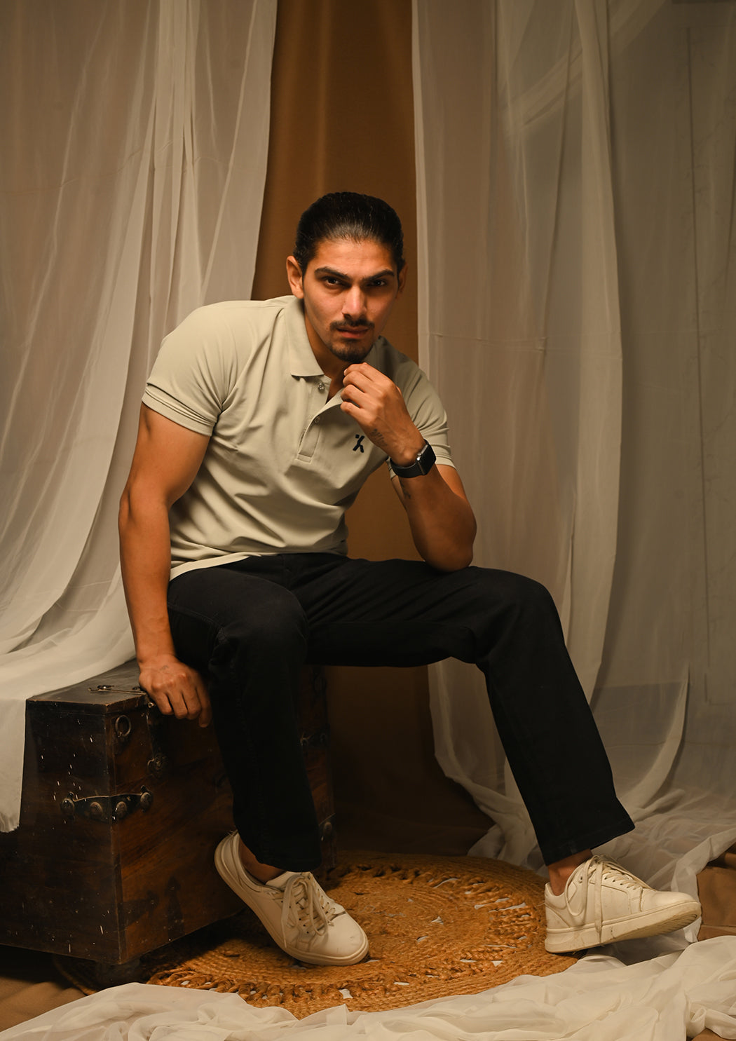 Men Grey Polo T-shirts