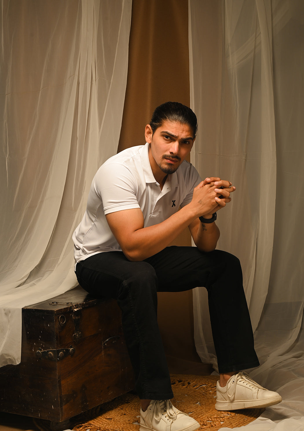 Men White Polo T-shirt