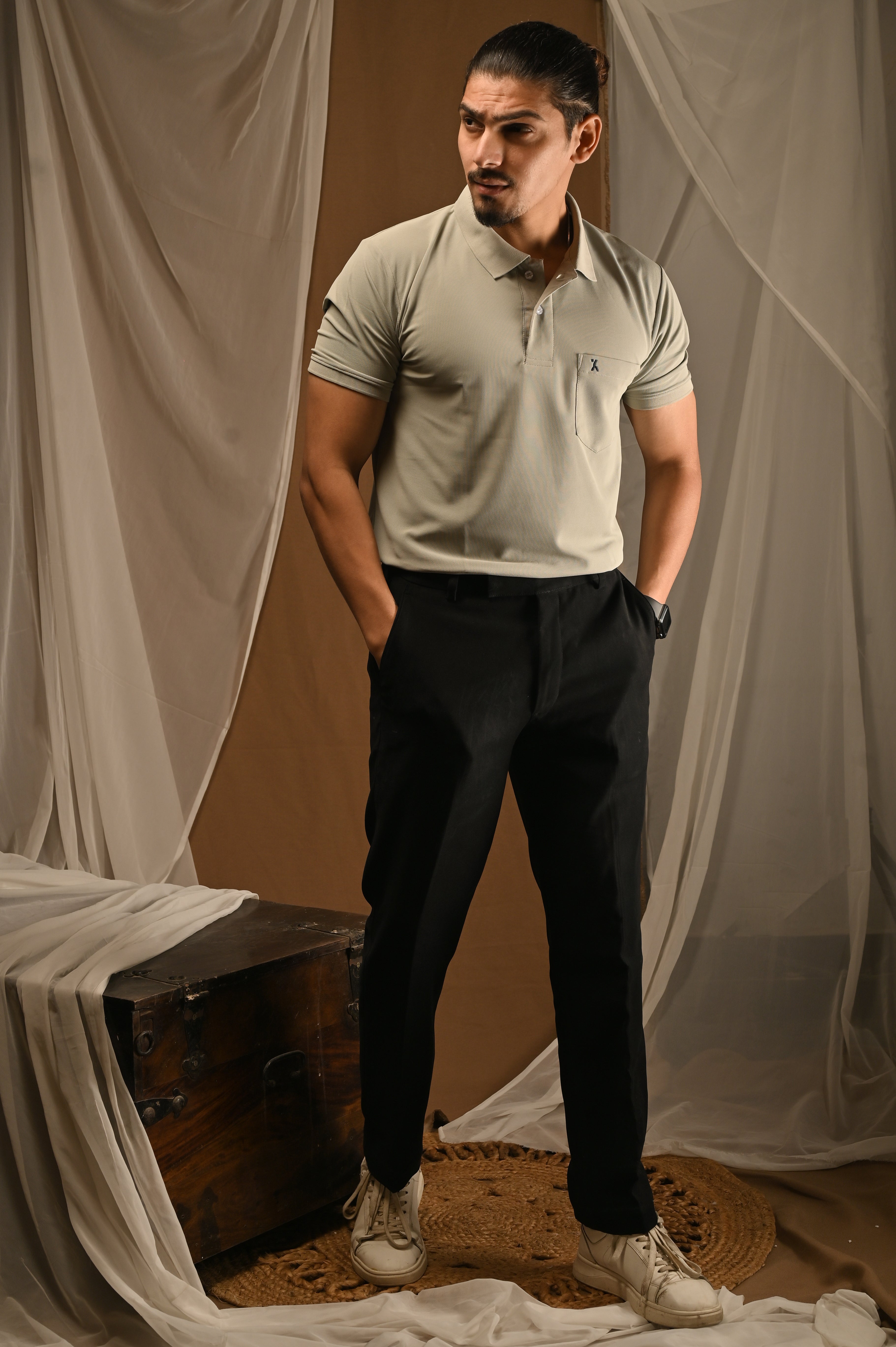 Men's Grey Polo T-Shirt with Pocket