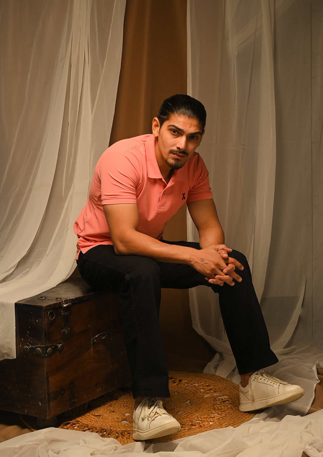 Men Pink Polo T-shirt