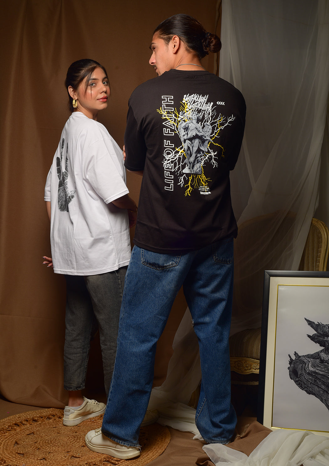 Talk To My Hand & Faith Drop Shoulder T-shirt Combo