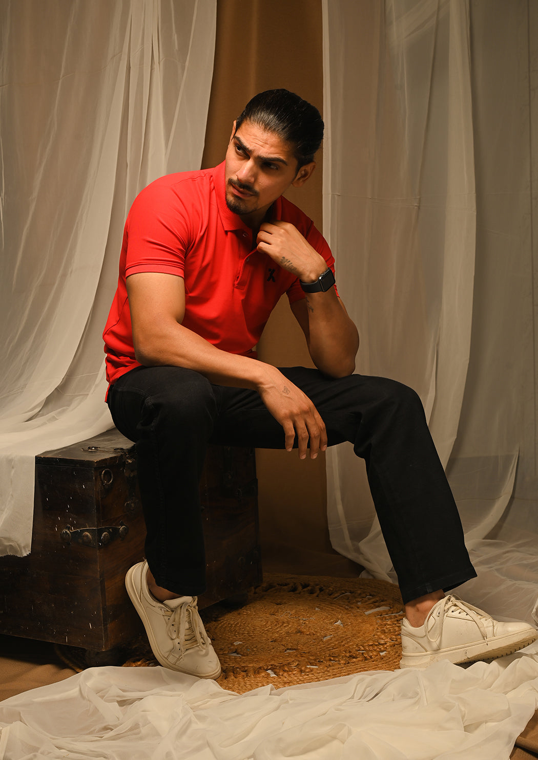 Men Red Polo T-shirt