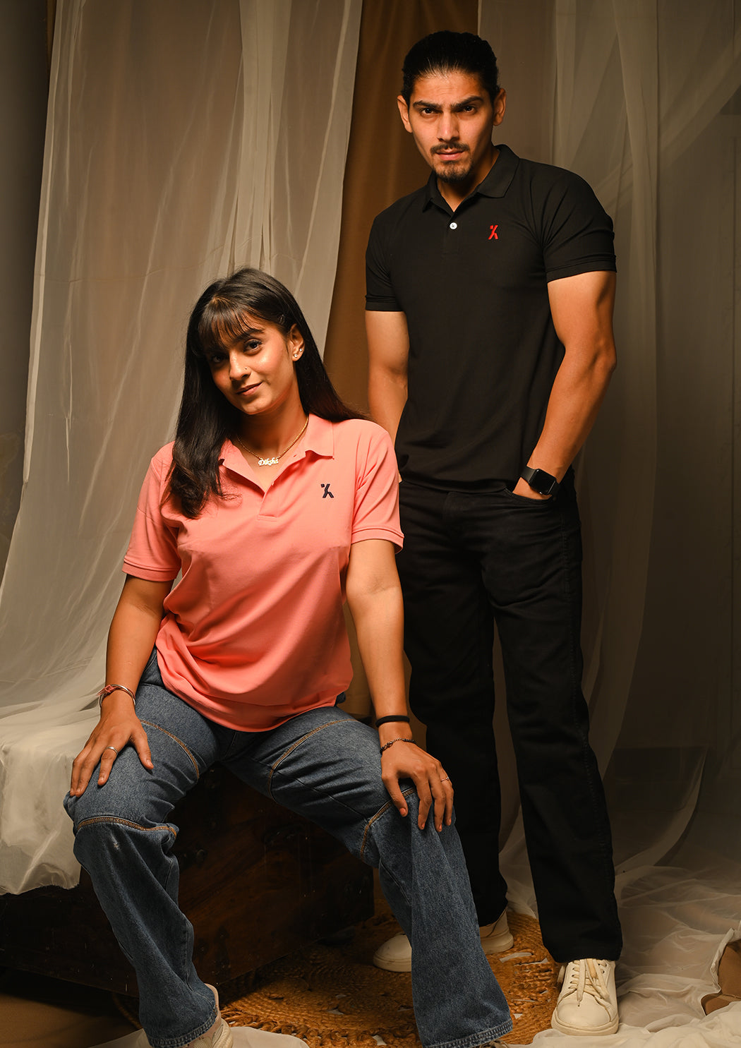 Polo T-shirt Combo (Pink & Black)