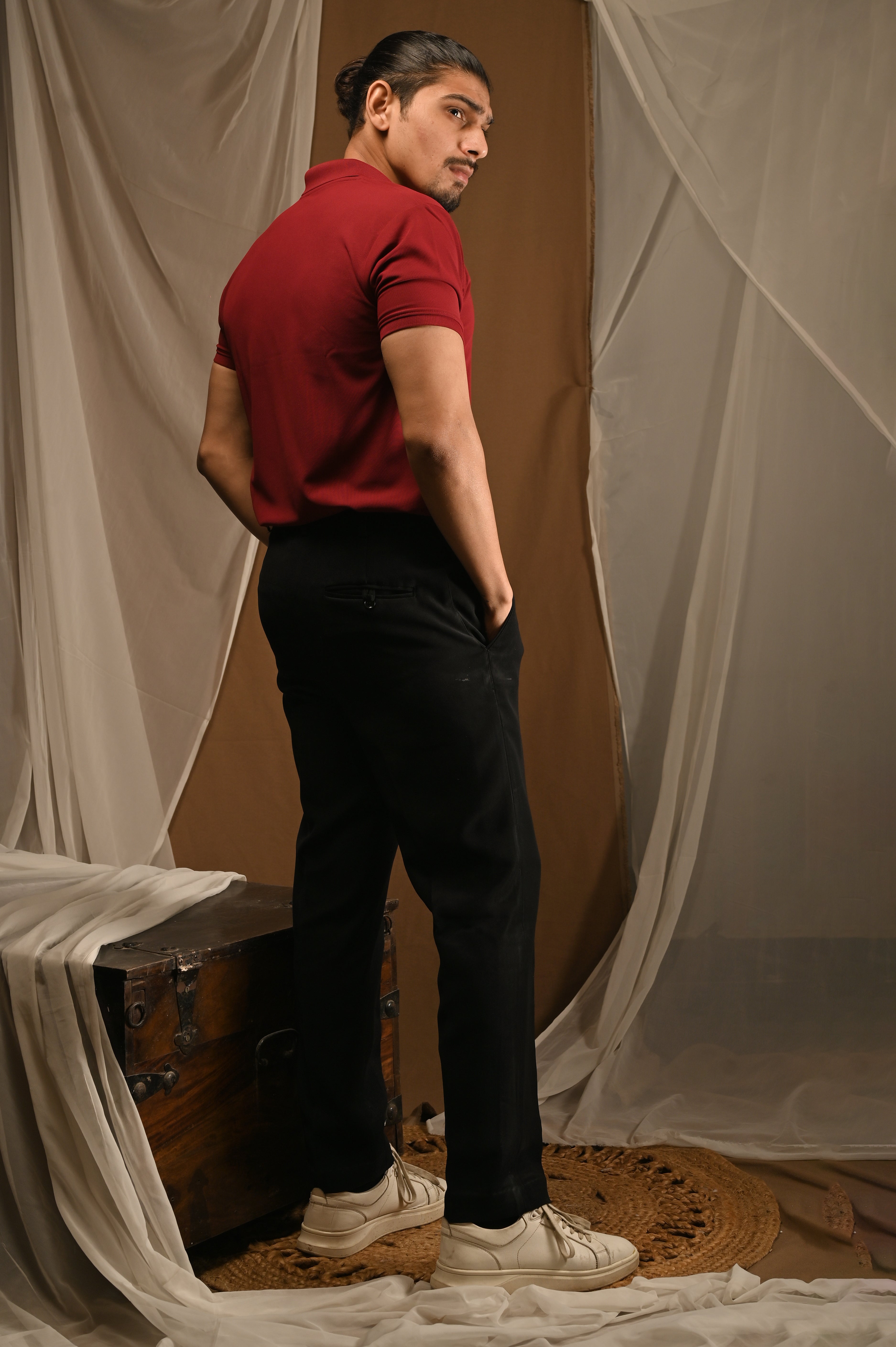 Men's Maroon Polo T-Shirt with Pocket