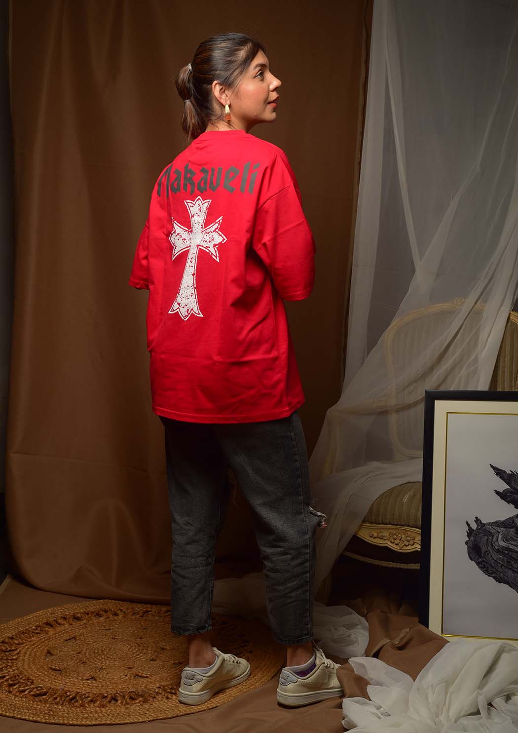 Makaveli Printed Drop Shoulder T-shirt for Women