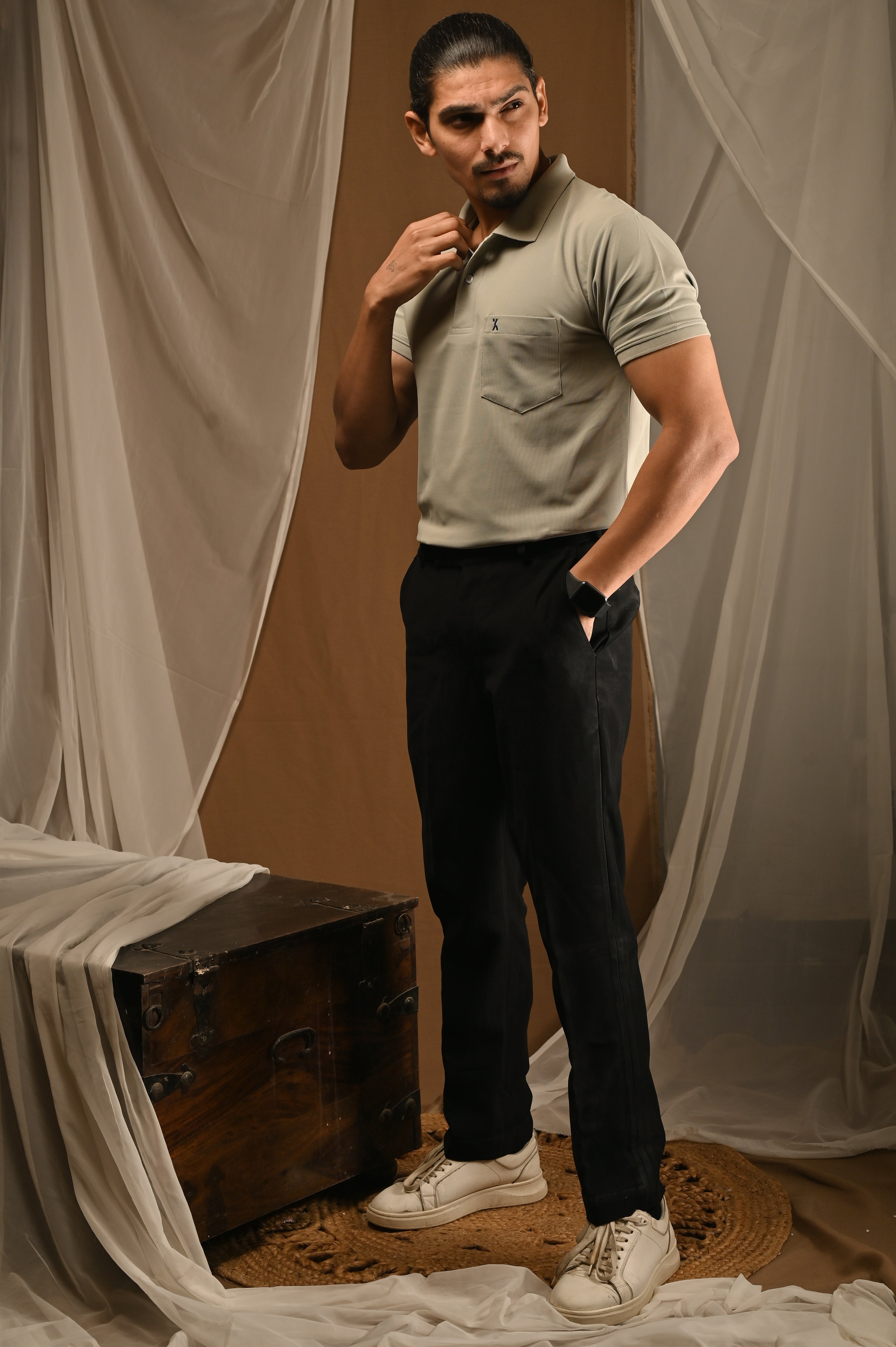 Polo T-shirt with Pocket Combo (Grey & dark Blue)