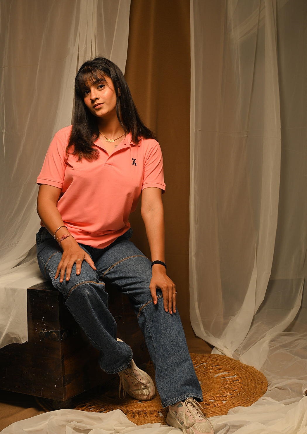 Women Pink Polo T-shirt