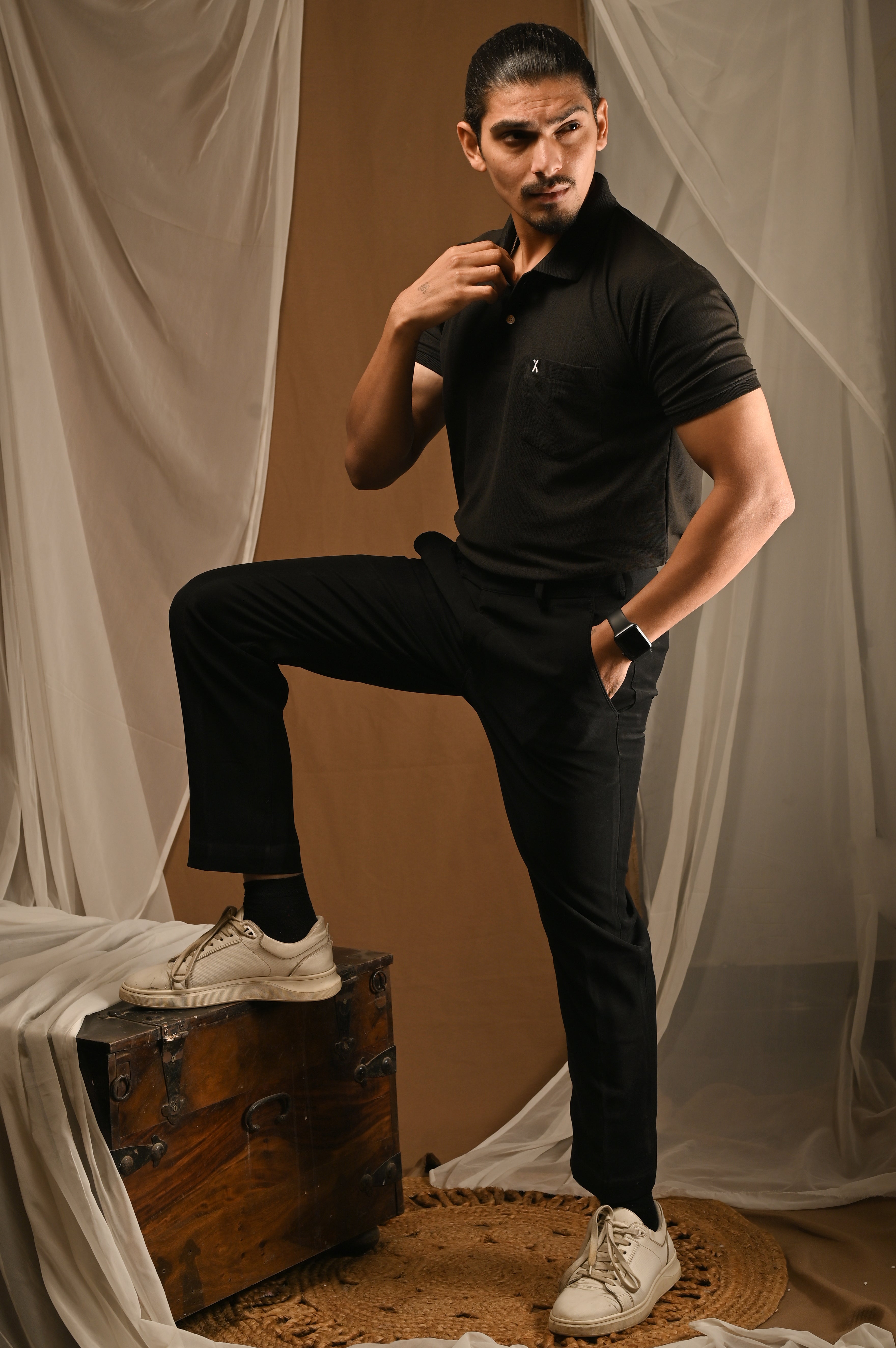 Men's Black Polo T-Shirt with Pocket