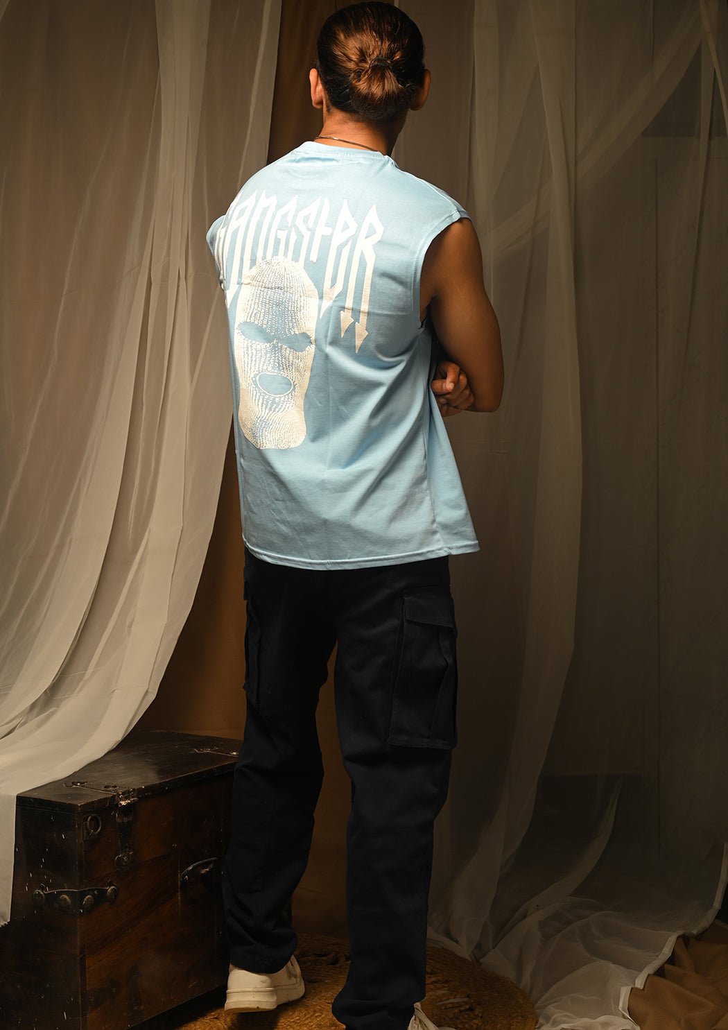 Men Gangster Cap Sleeves T-shirt (100% Cotton)