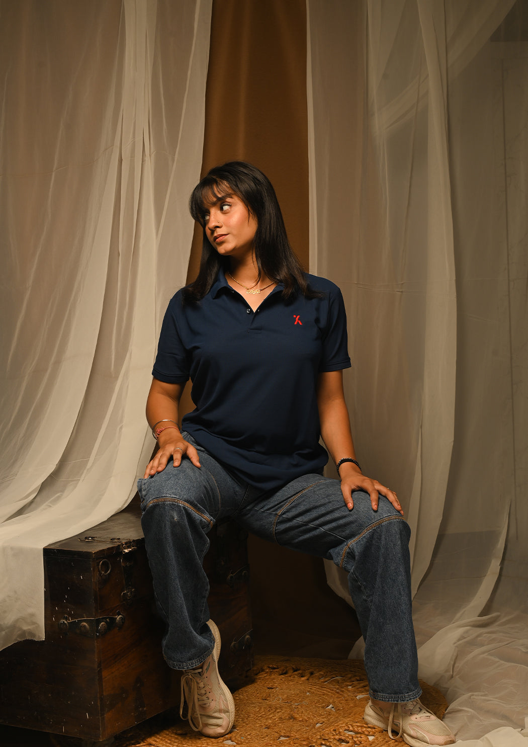 Women Blue Polo T-shirt