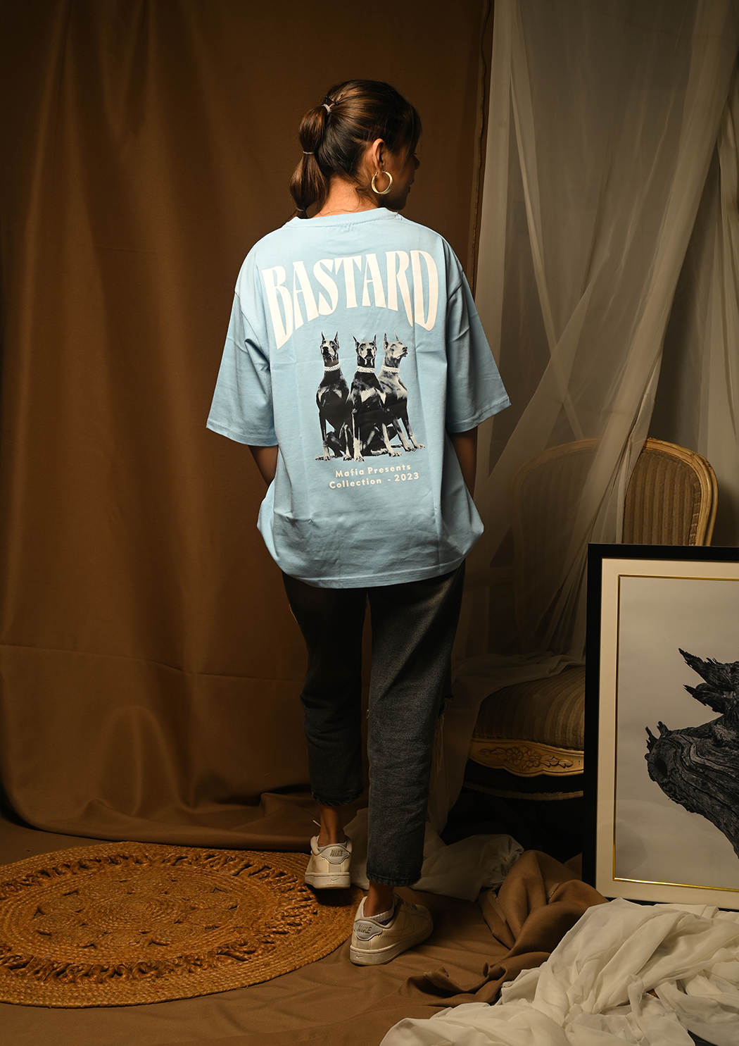 Women Bastard Printed Drop Shoulder T-shirt