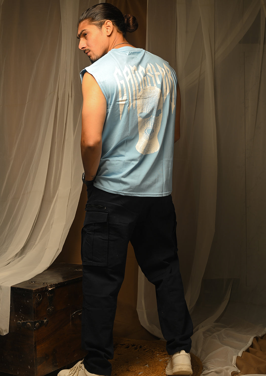 Men Gangster Cap Sleeves T-shirt (100% Cotton)