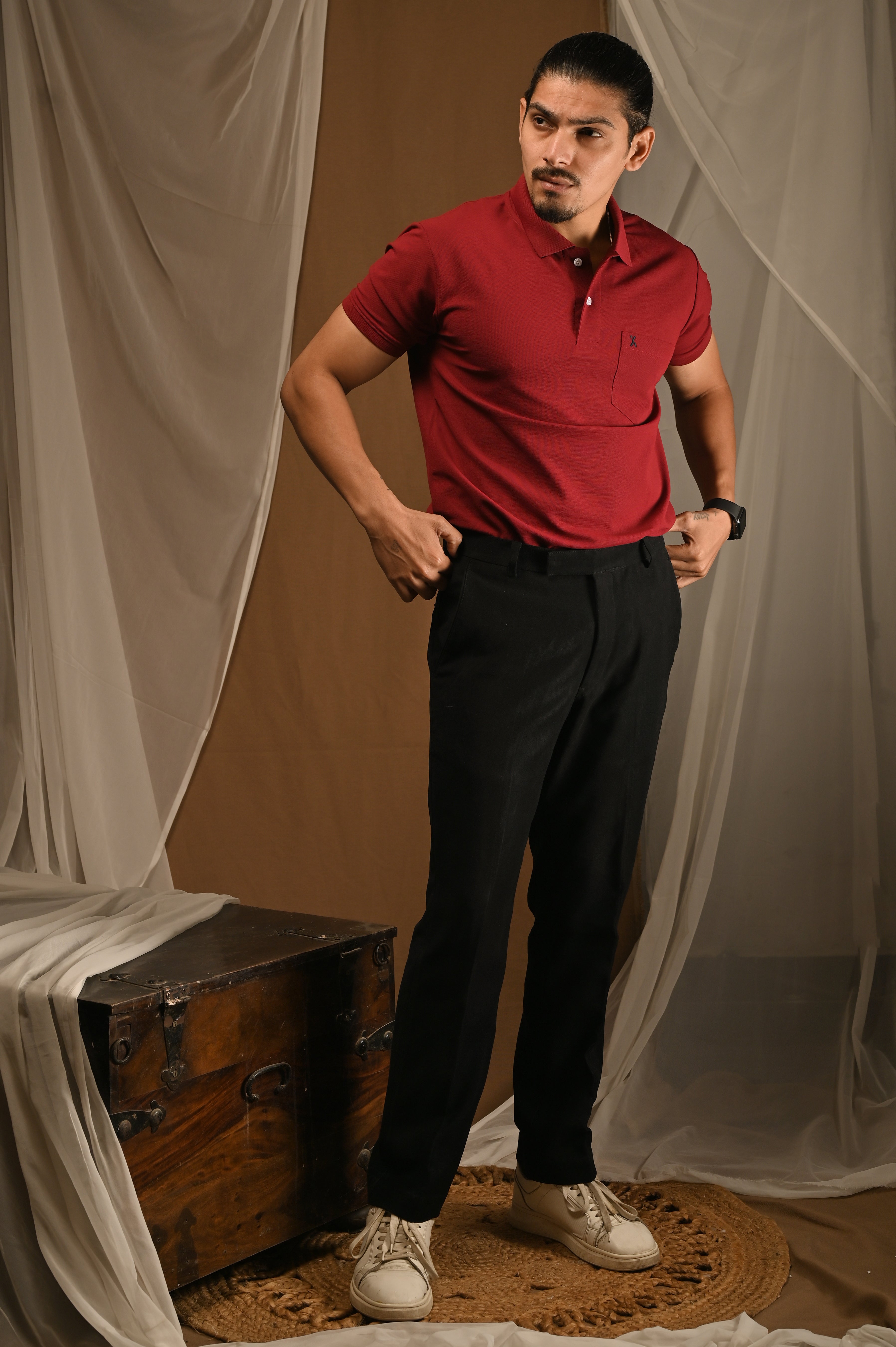 Men's Maroon Polo T-Shirt with Pocket