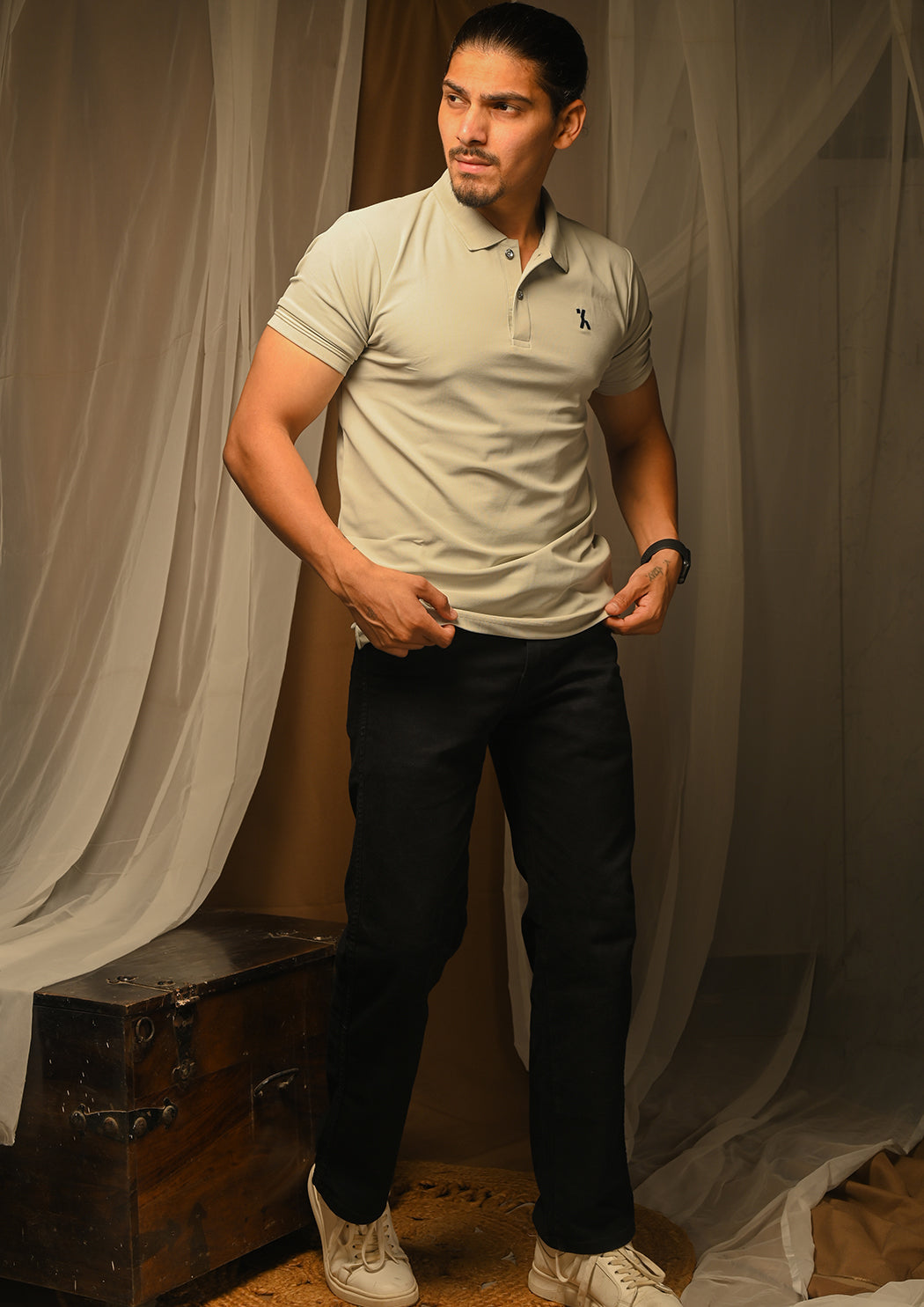 Men Grey Polo T-shirts