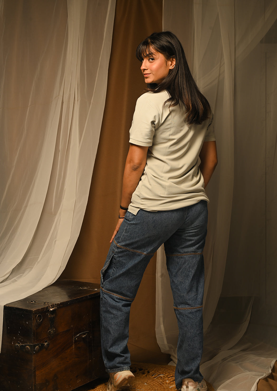 Women Grey Polo T-shirt
