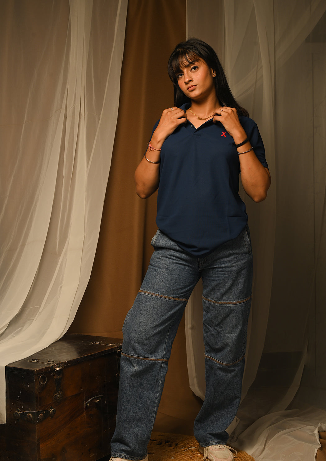 Women Blue Polo T-shirt