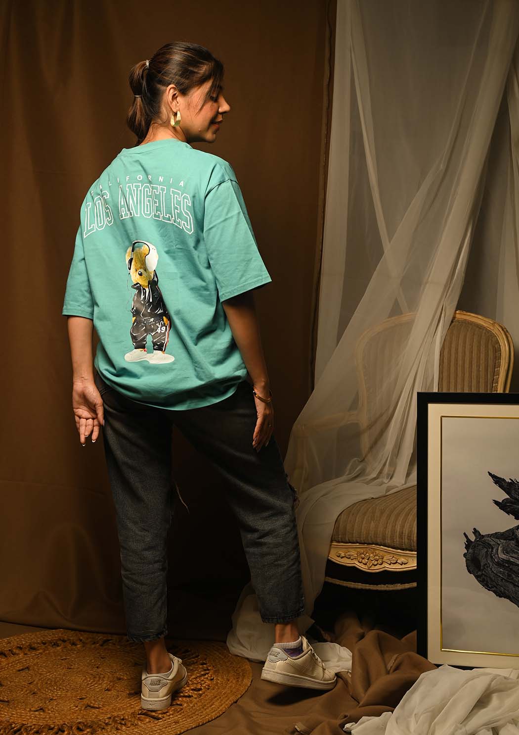 Women Los Angeles Printed Drop Shoulder T-shirt