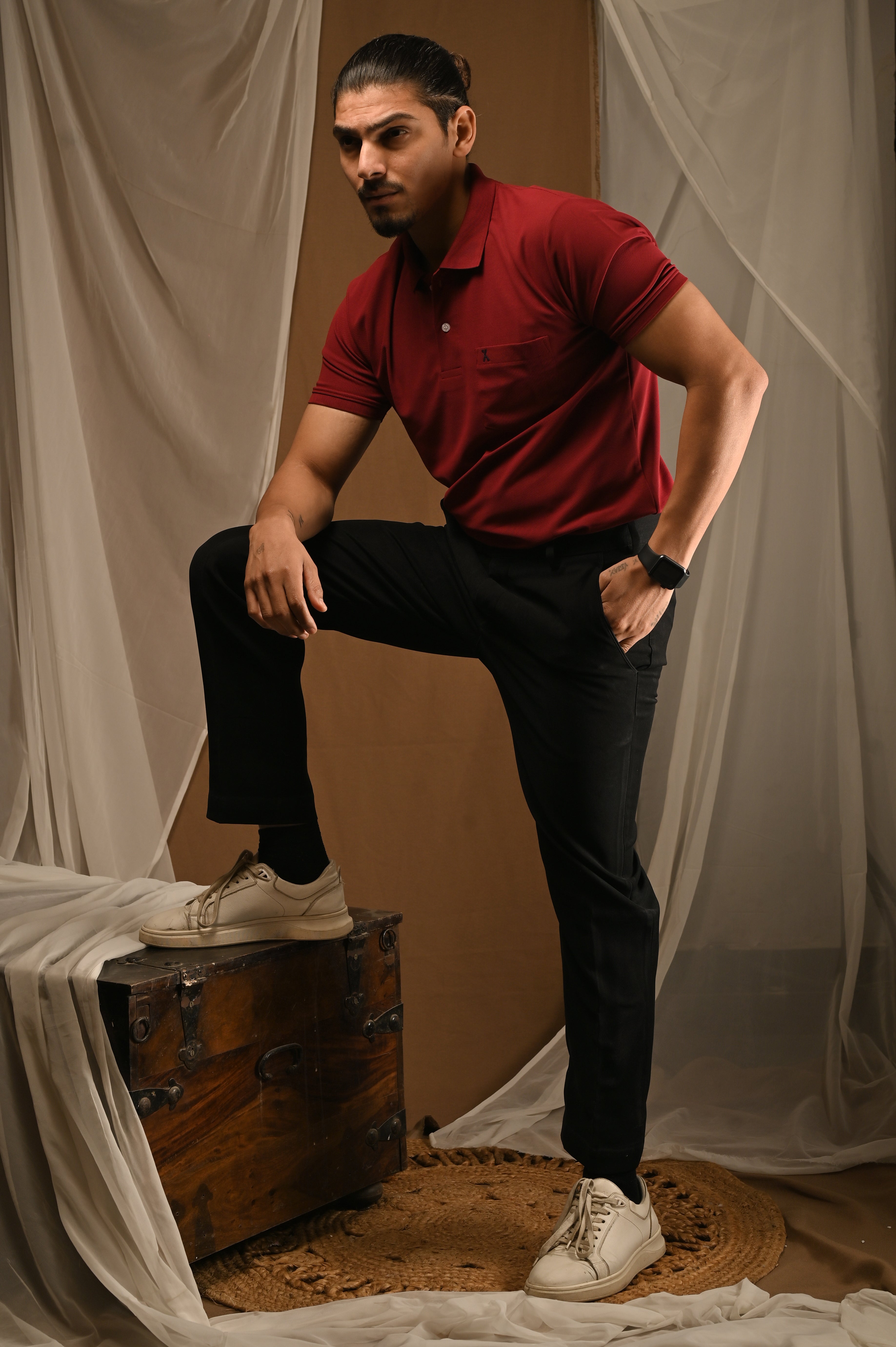 Men's Maroon Polo T-Shirt with Pocket