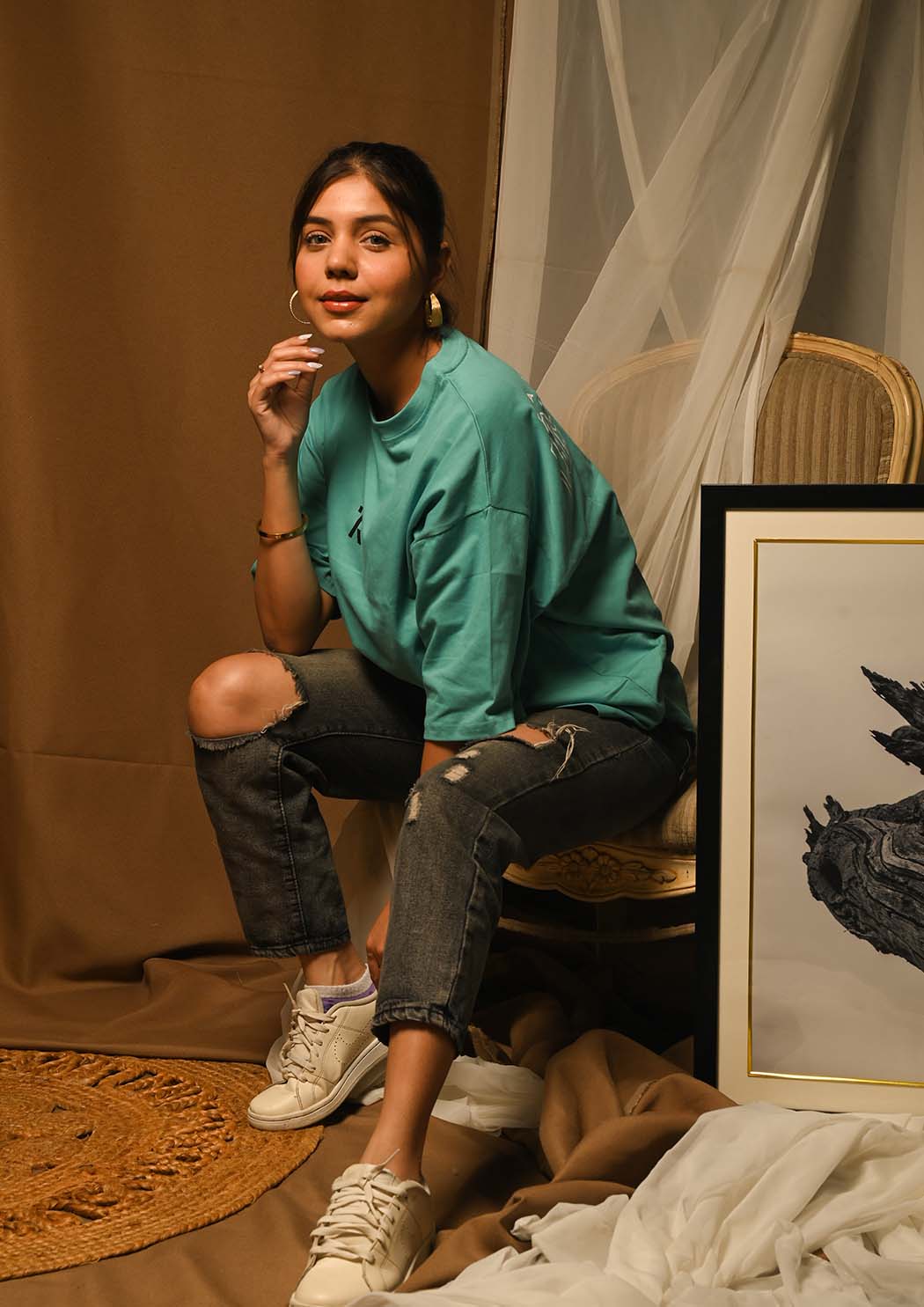 Women Los Angeles Printed Drop Shoulder T-shirt