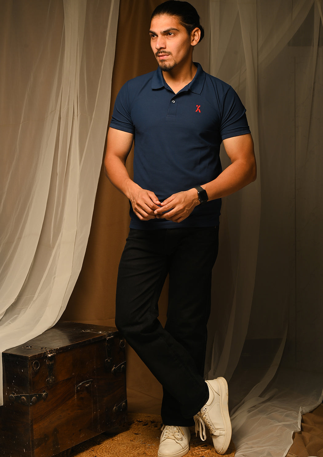 Men Blue Polo T-shirt