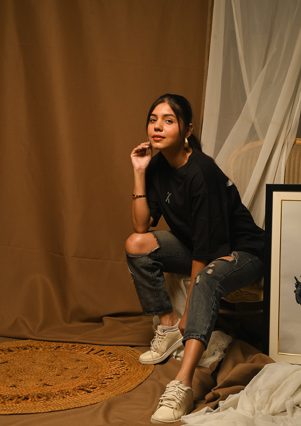 Women Power Of Peace Drop Shoulder T-shirt