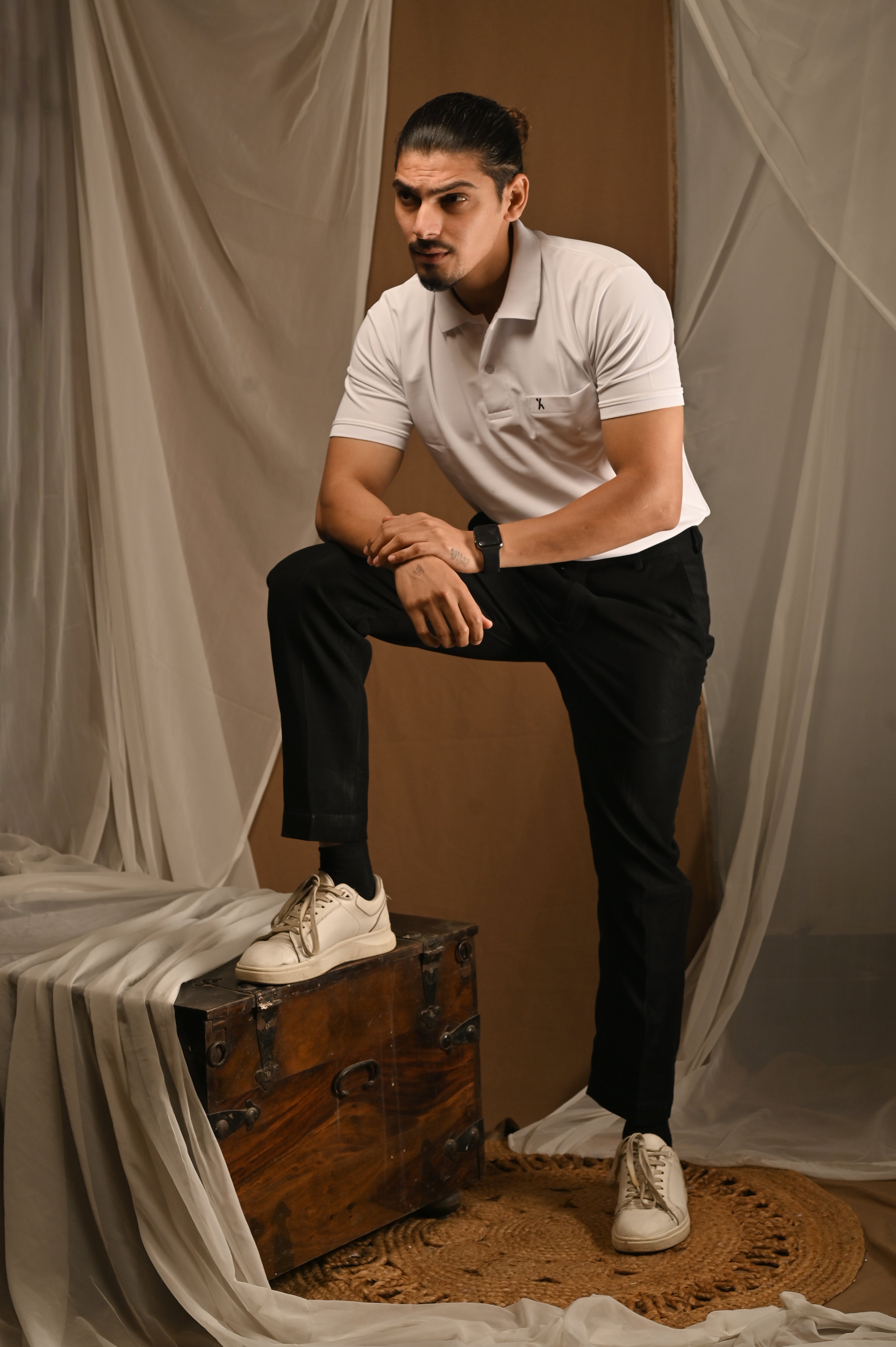 Men's White Polo T-Shirt with Pocket