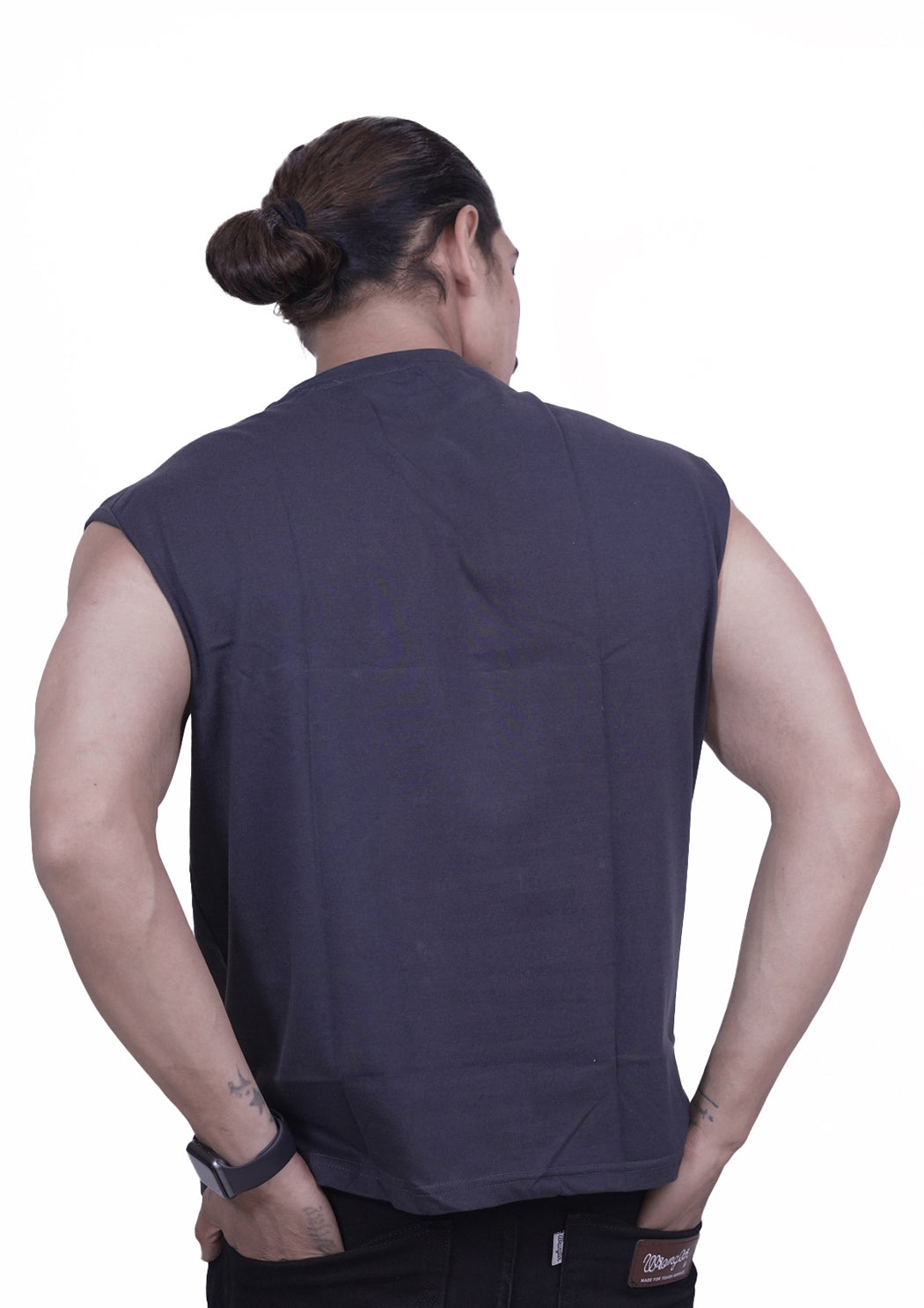 Plain Dark Grey Cap Sleeves T-shirt