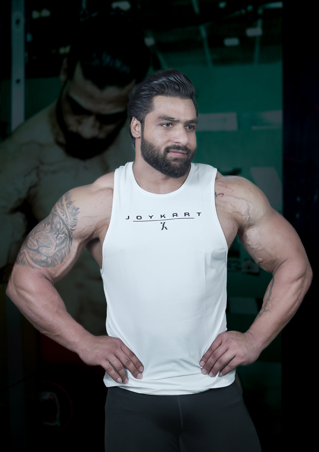 Men premium White Black Tank Vest