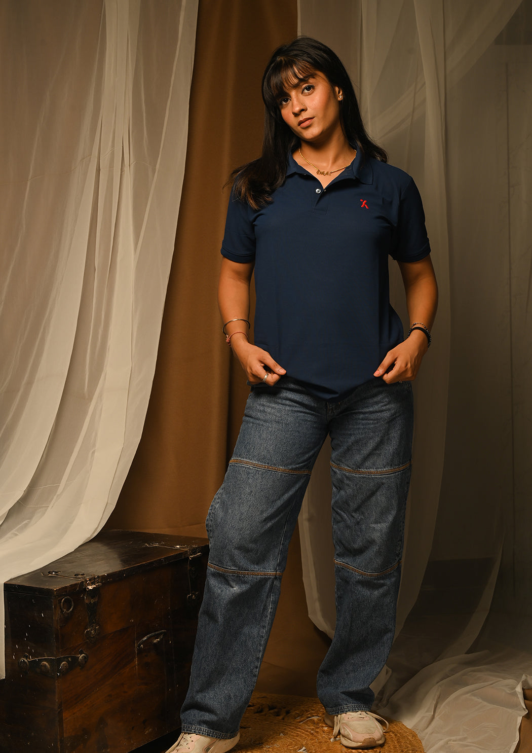 Women Blue Polo T-shirt