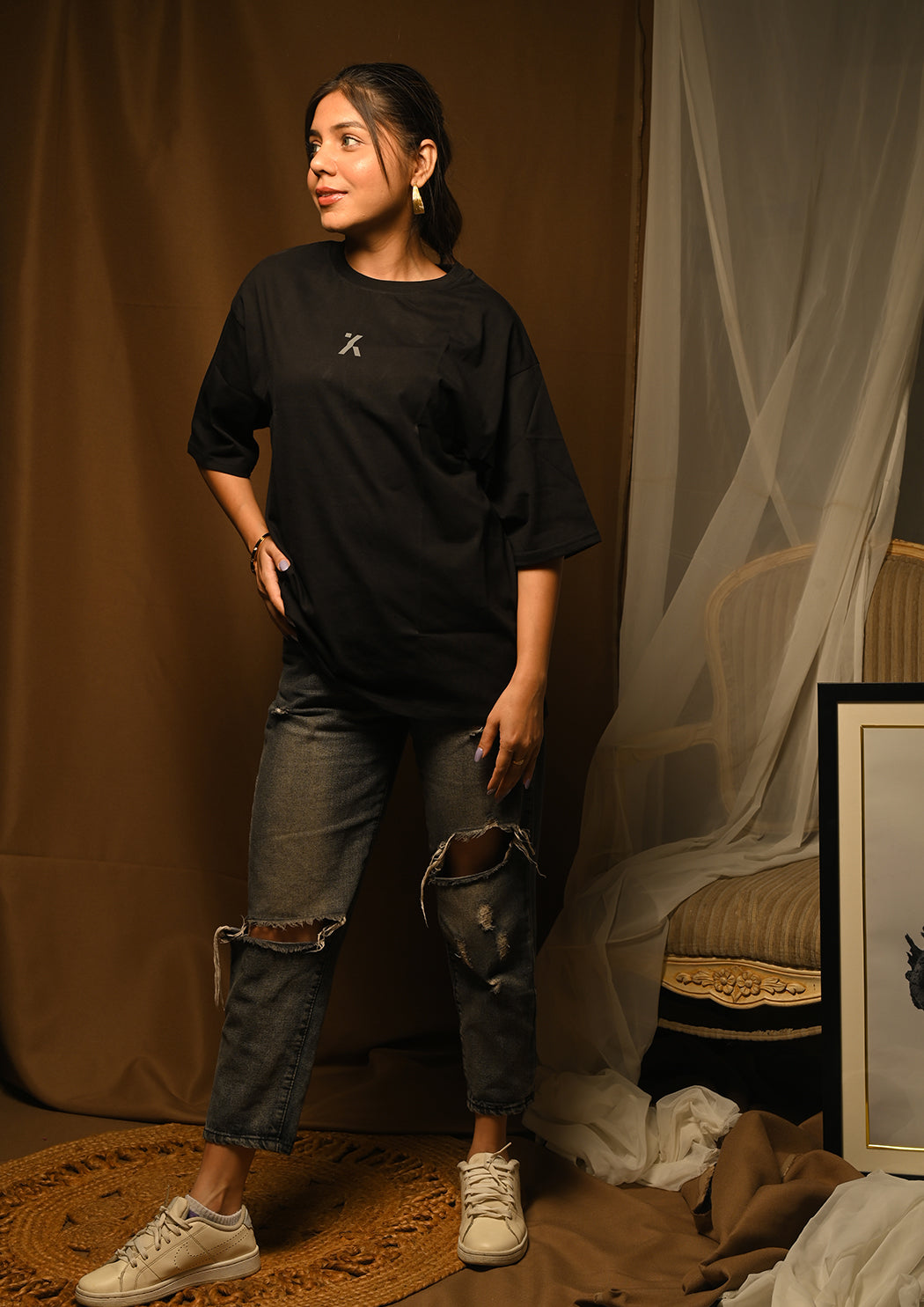 Women Power Of Peace Drop Shoulder T-shirt