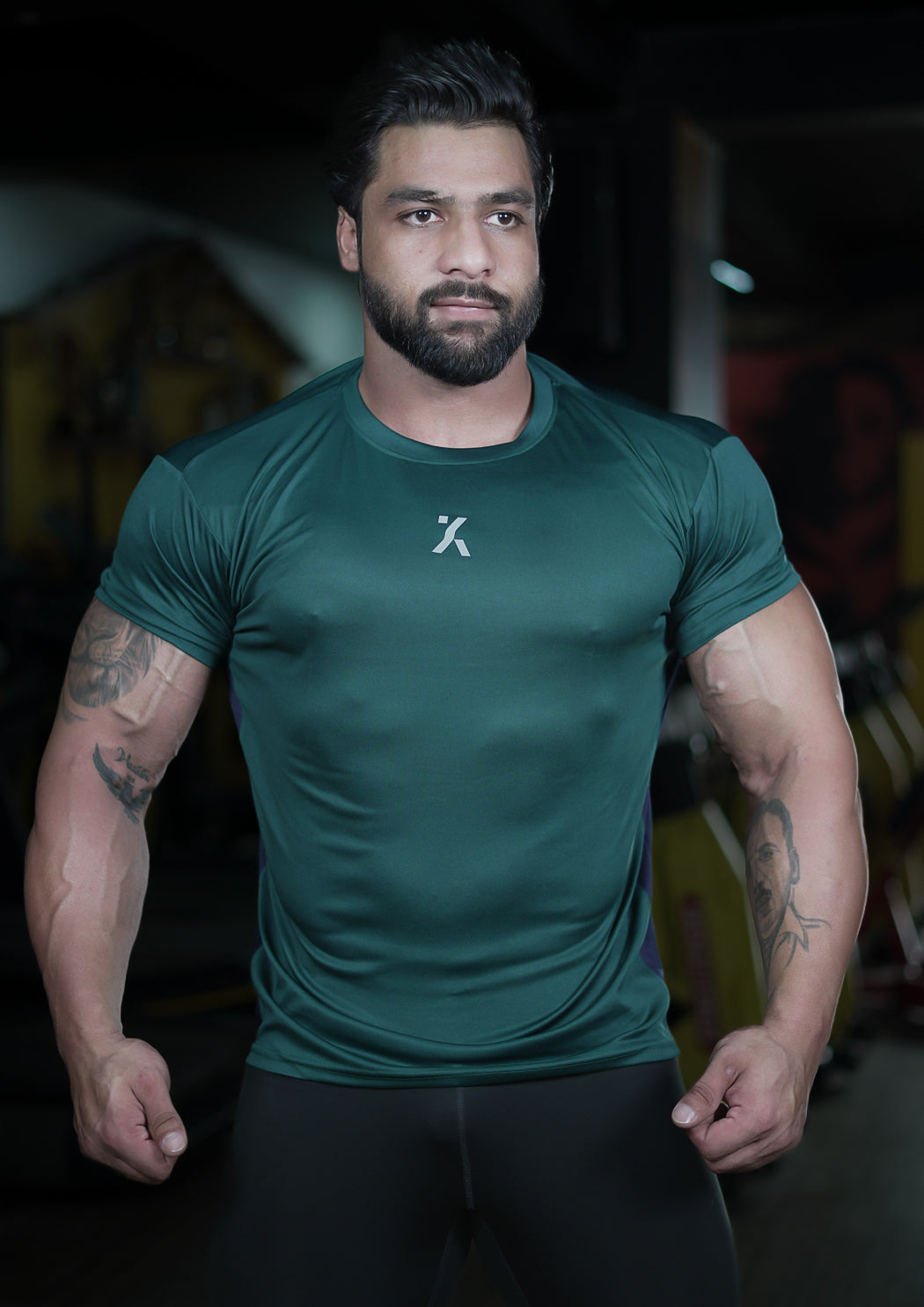 MEN DUAL TONE Dark Green T-SHIRT