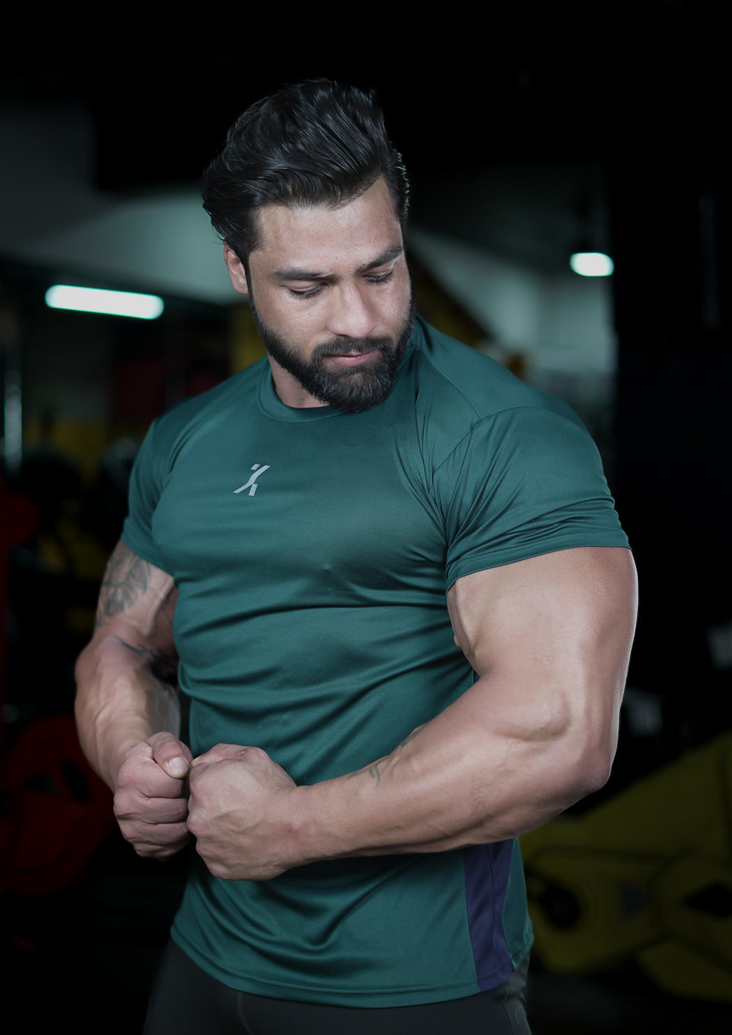 MEN DUAL TONE Dark Green T-SHIRT