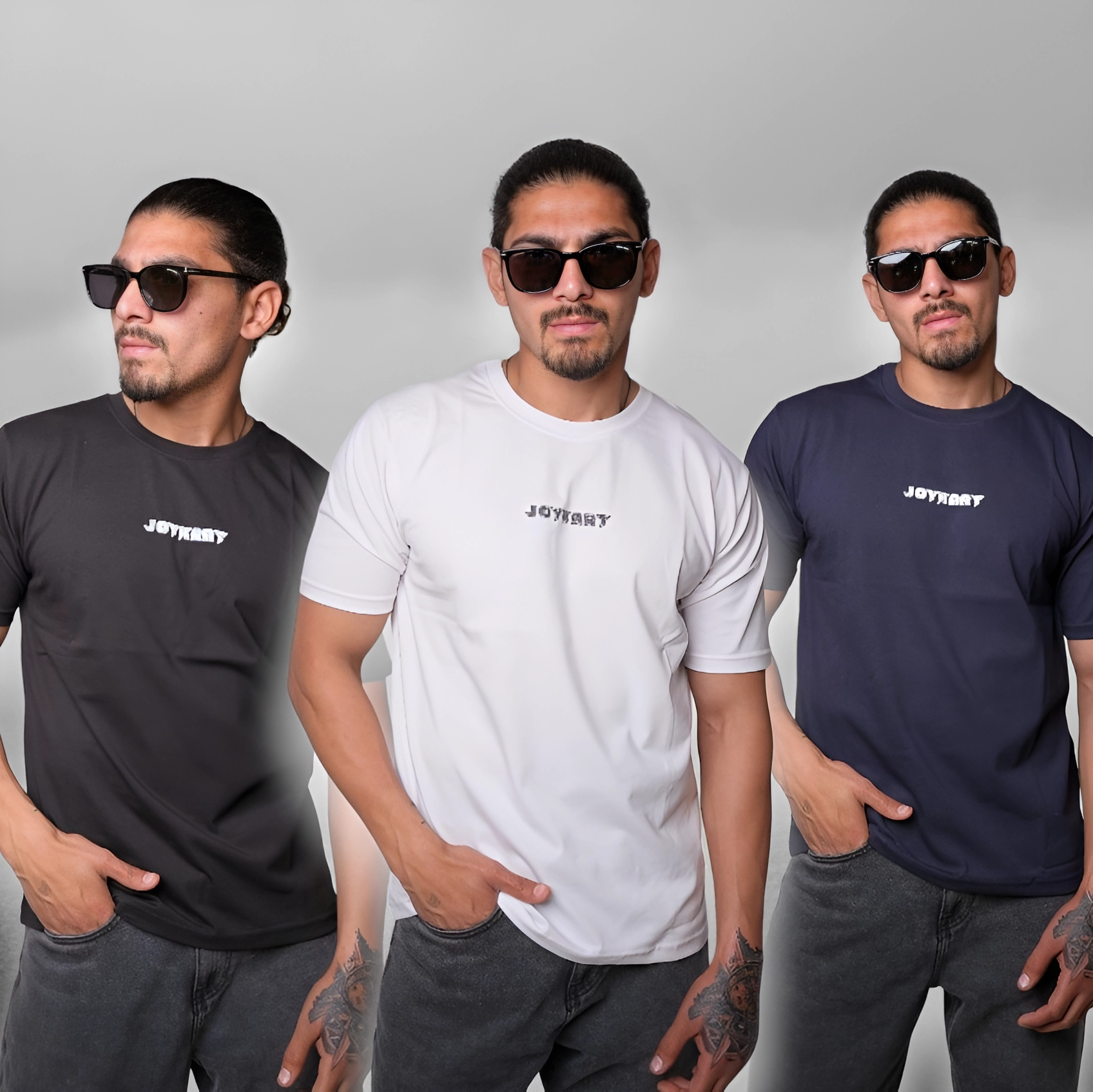 JOYKART ROUND NECK SLIM FIT MEN'S T-SHIRT ( Black, White, Dark Blue )