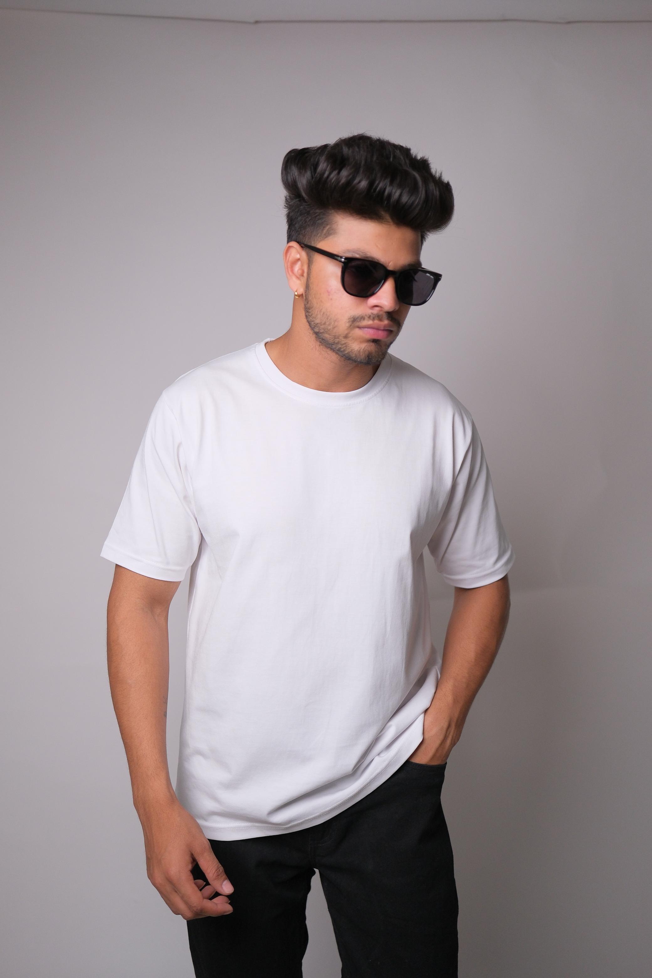 WHITE ROUND NECK SLIM FIT MEN'S T-SHIRT