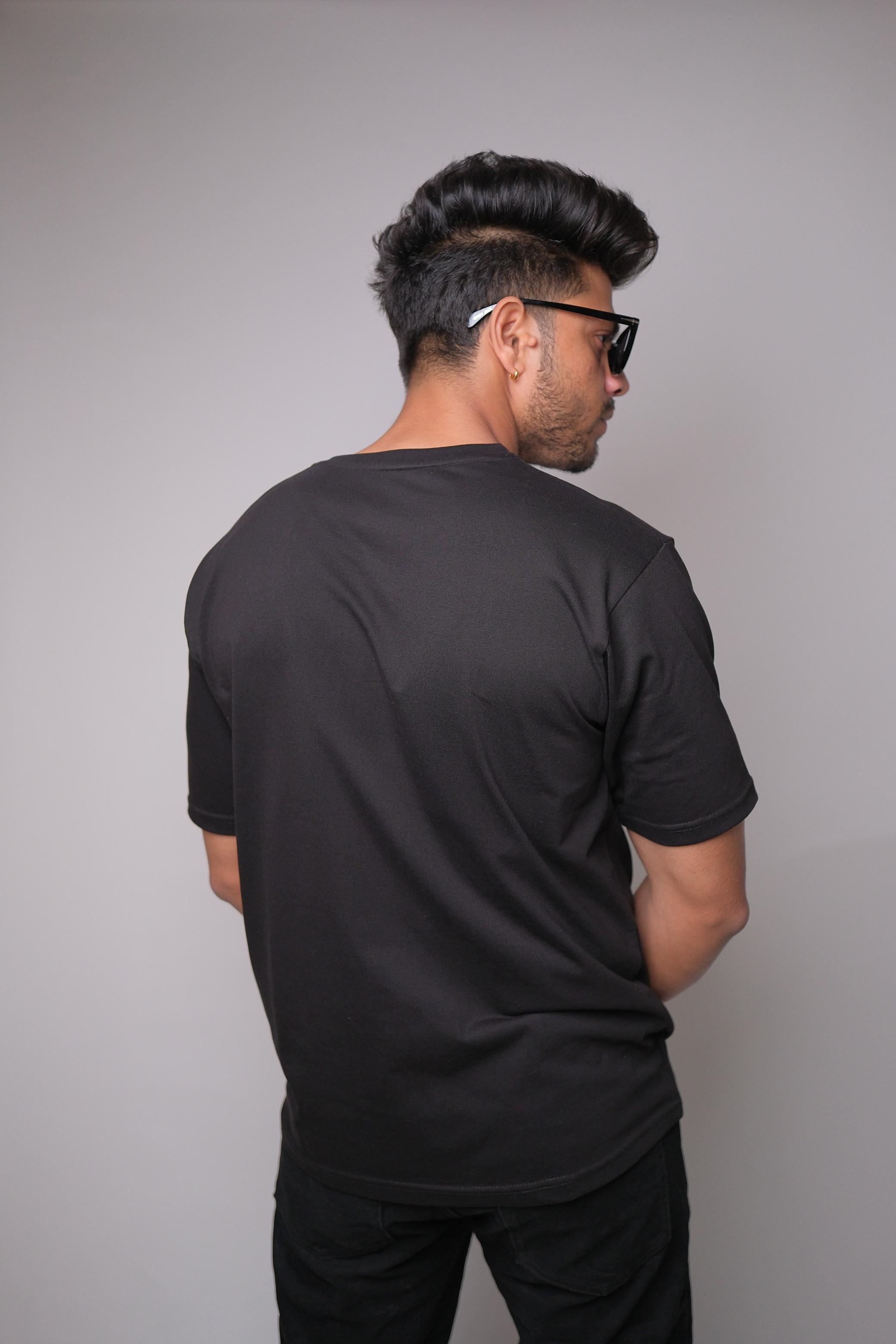 BLACK ROUND NECK SLIM FIT MEN'S T-SHIRT
