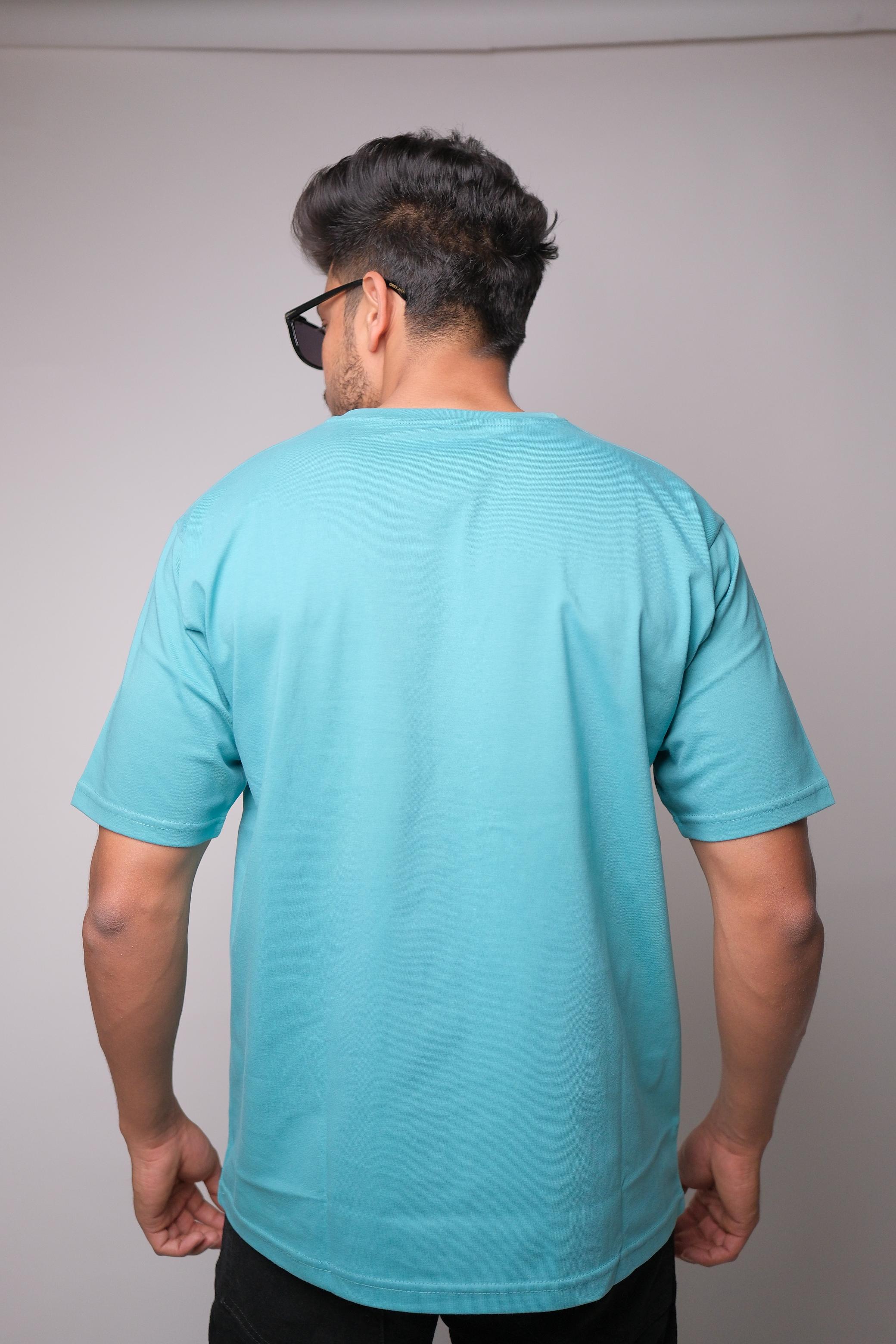 SEA GREEN ROUND NECK SLIM FIT MEN'S T-SHIRT