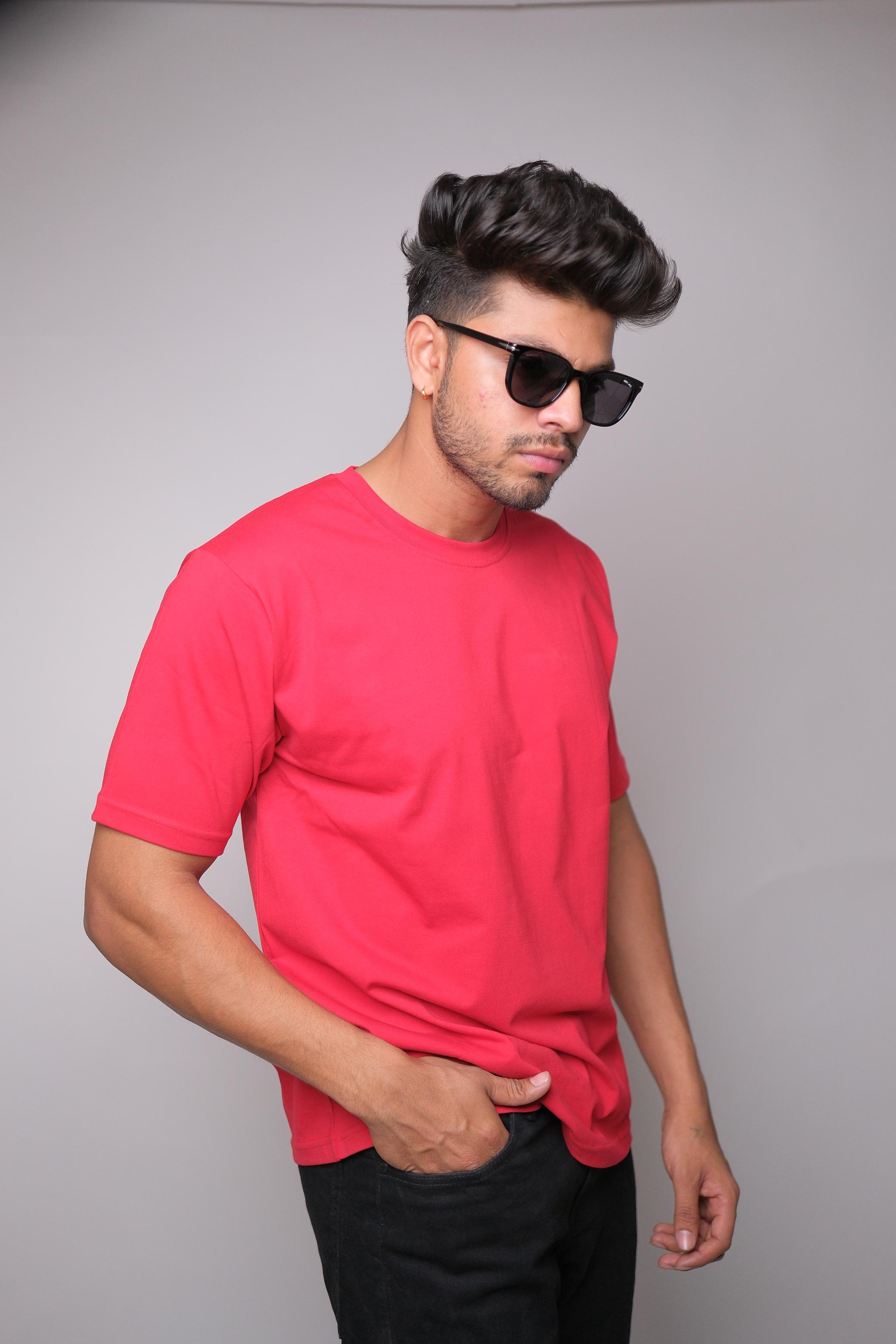 RED ROUND NECK SLIM FIT MEN'S T-SHIRT
