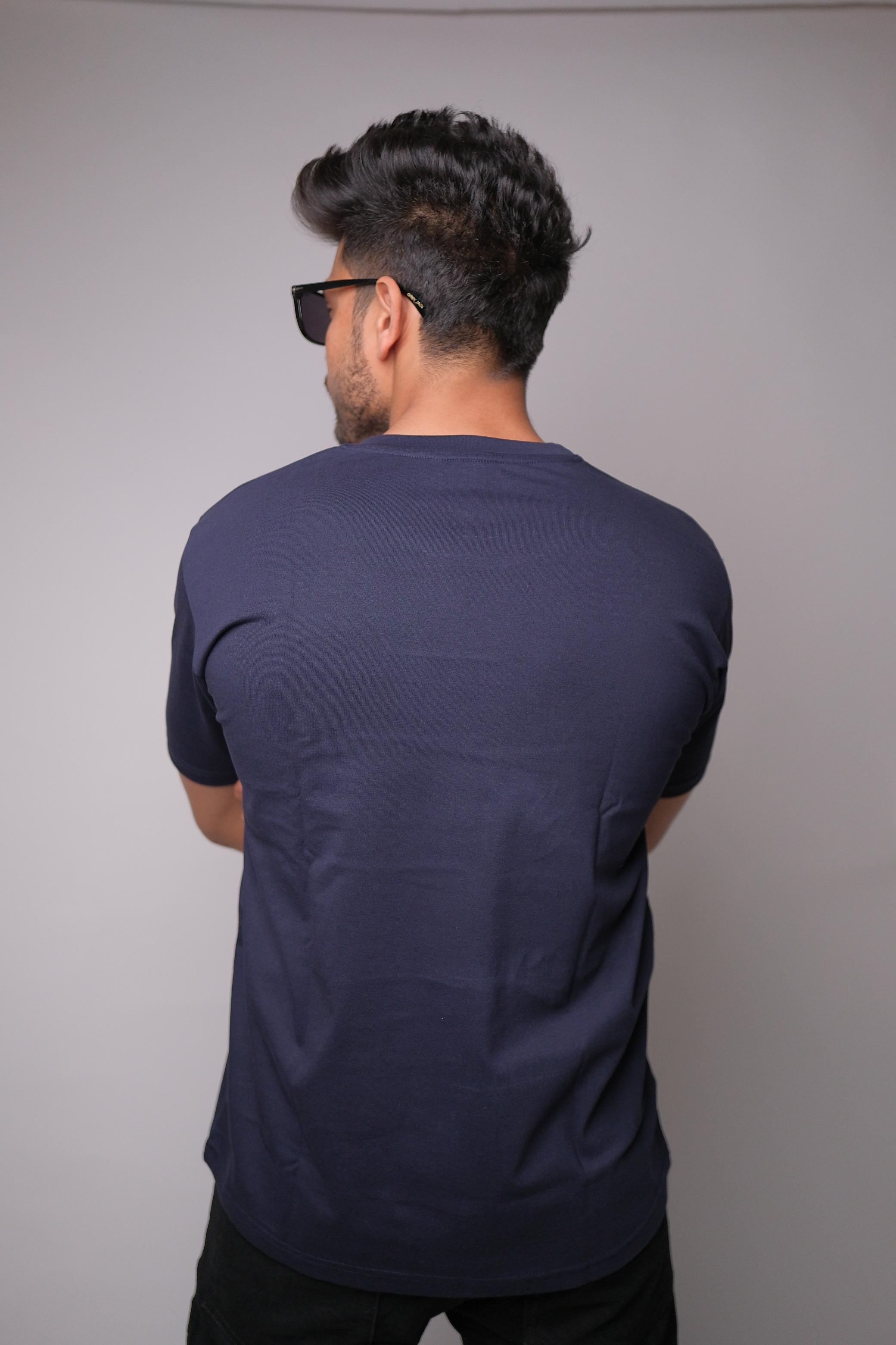 DARK BLUE ROUND NECK SLIM FIT MEN'S T-SHIRT