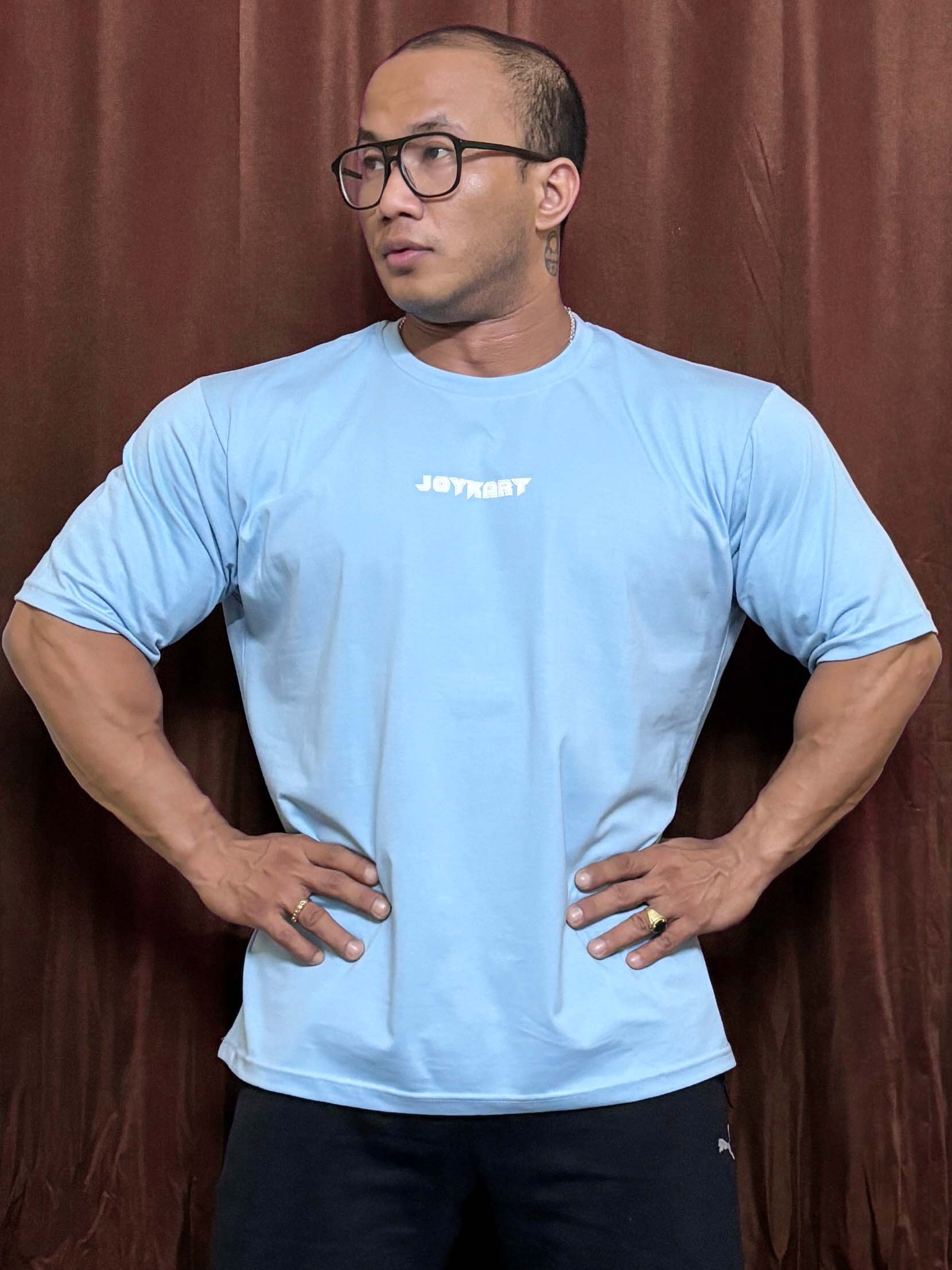 JOYKART SKY BLUE COTTON MEN'S T-SHIRT
