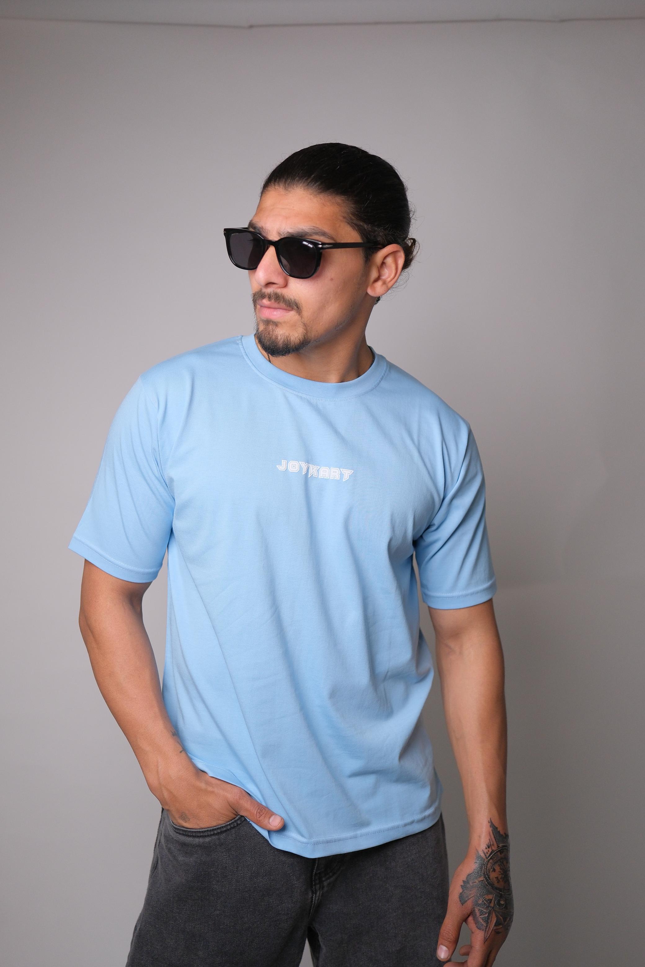 JOYKART SKY BLUE ROUND NECK SLIM FIT MEN'S T-SHIRT