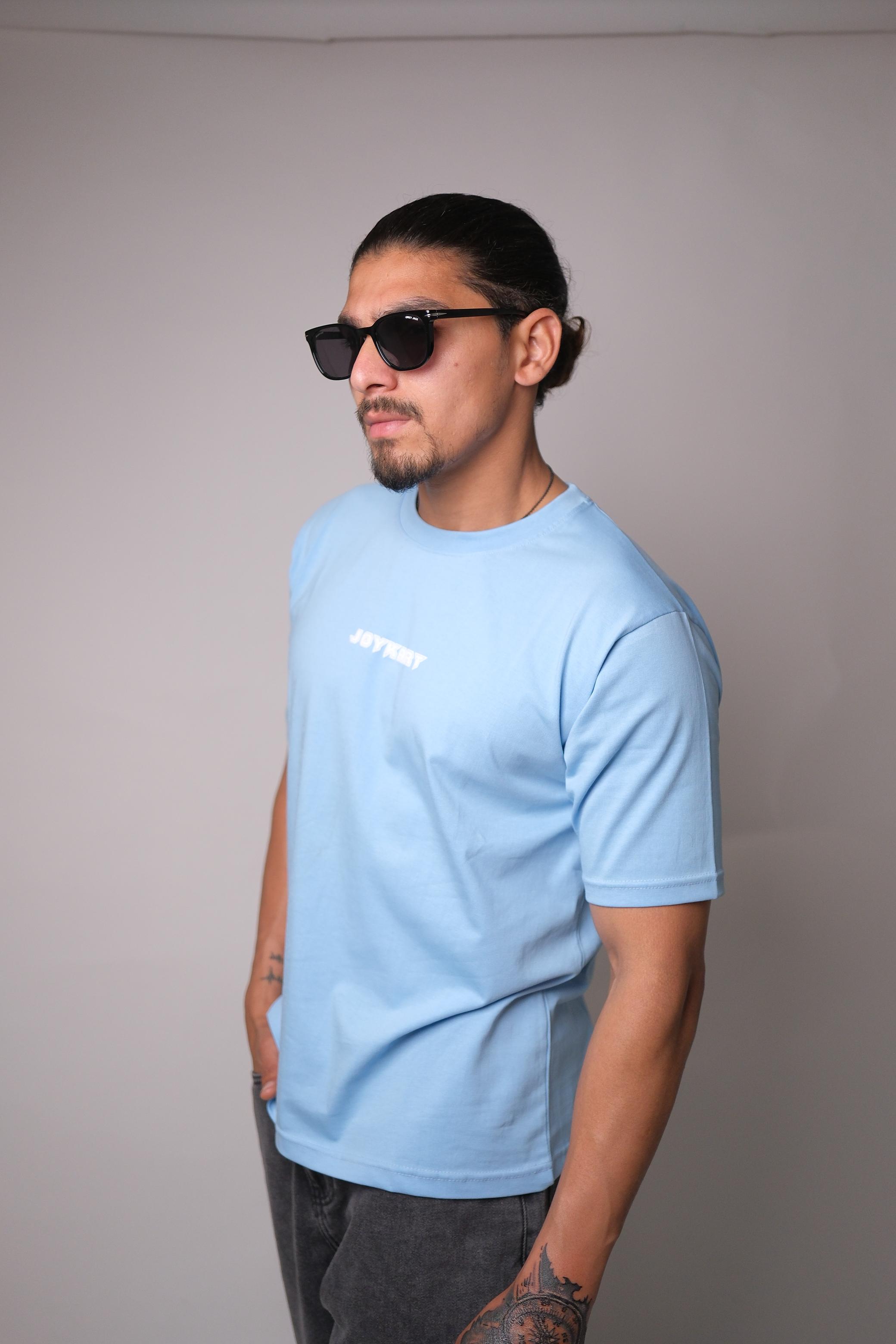 JOYKART SKY BLUE ROUND NECK SLIM FIT MEN'S T-SHIRT