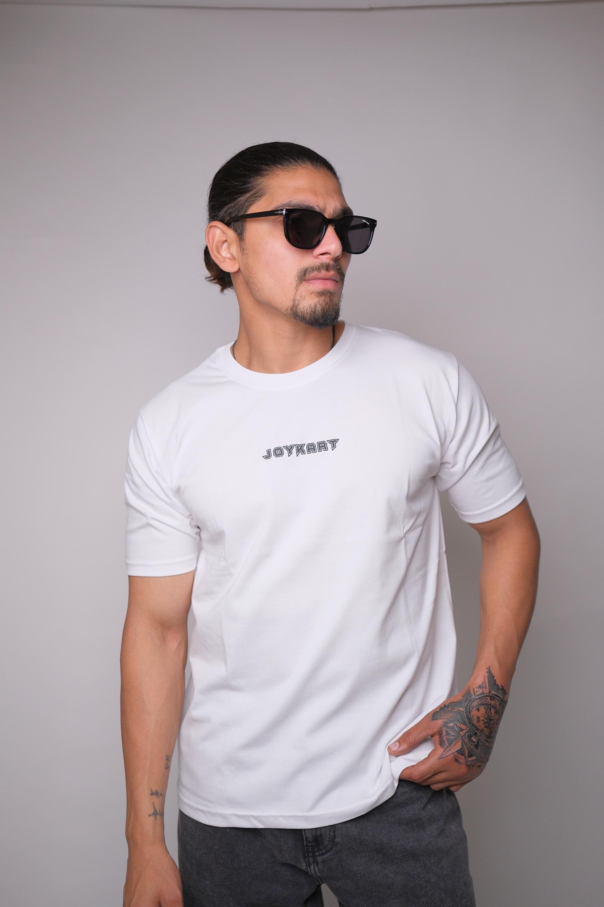 JOYKART WHITE ROUND NECK SLIM FIT MEN'S T-SHIRT
