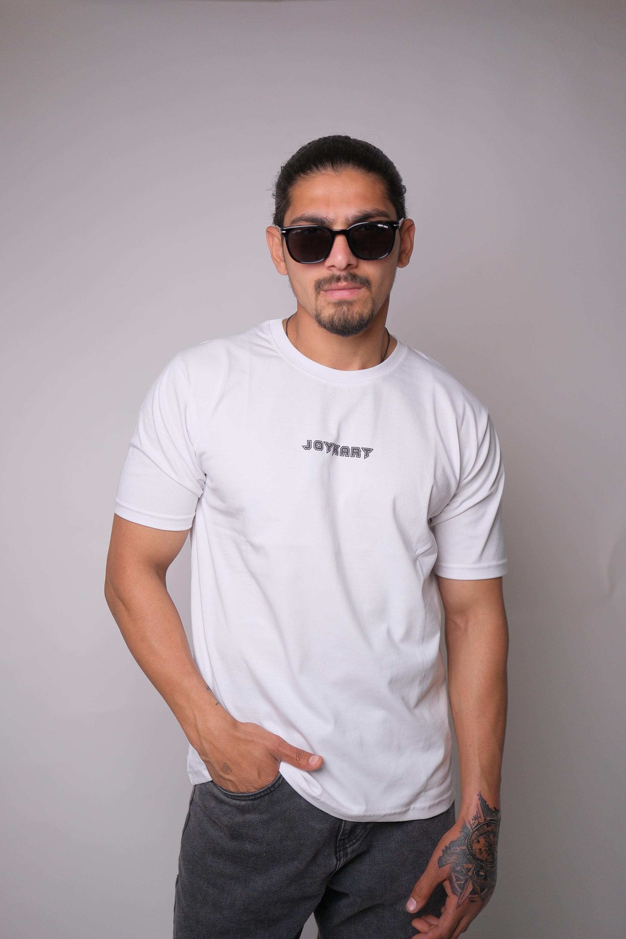 JOYKART WHITE ROUND NECK SLIM FIT MEN'S T-SHIRT
