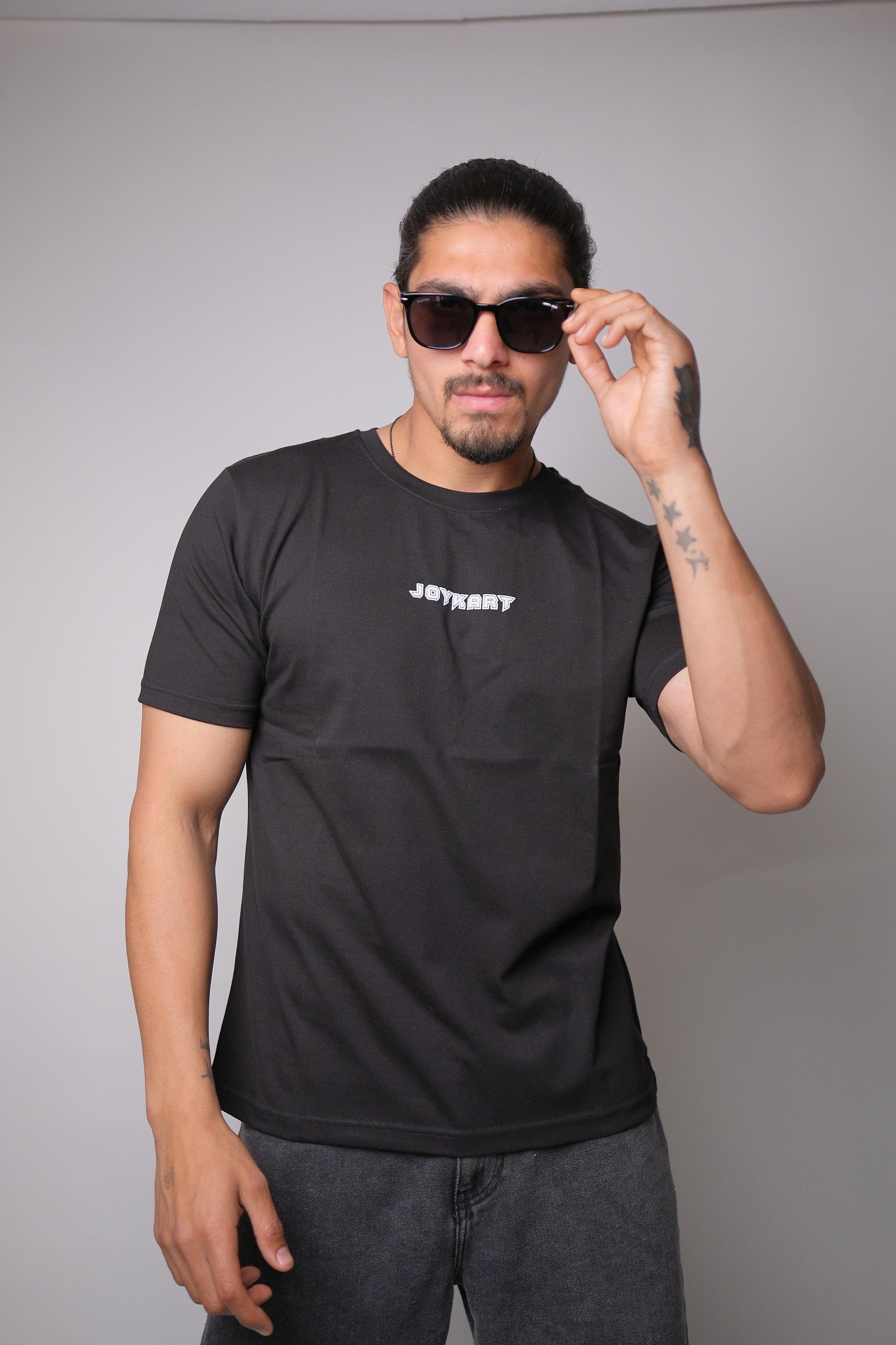JOYKART BLACK ROUND NECK SLIM FIT MEN'S T-SHIRT