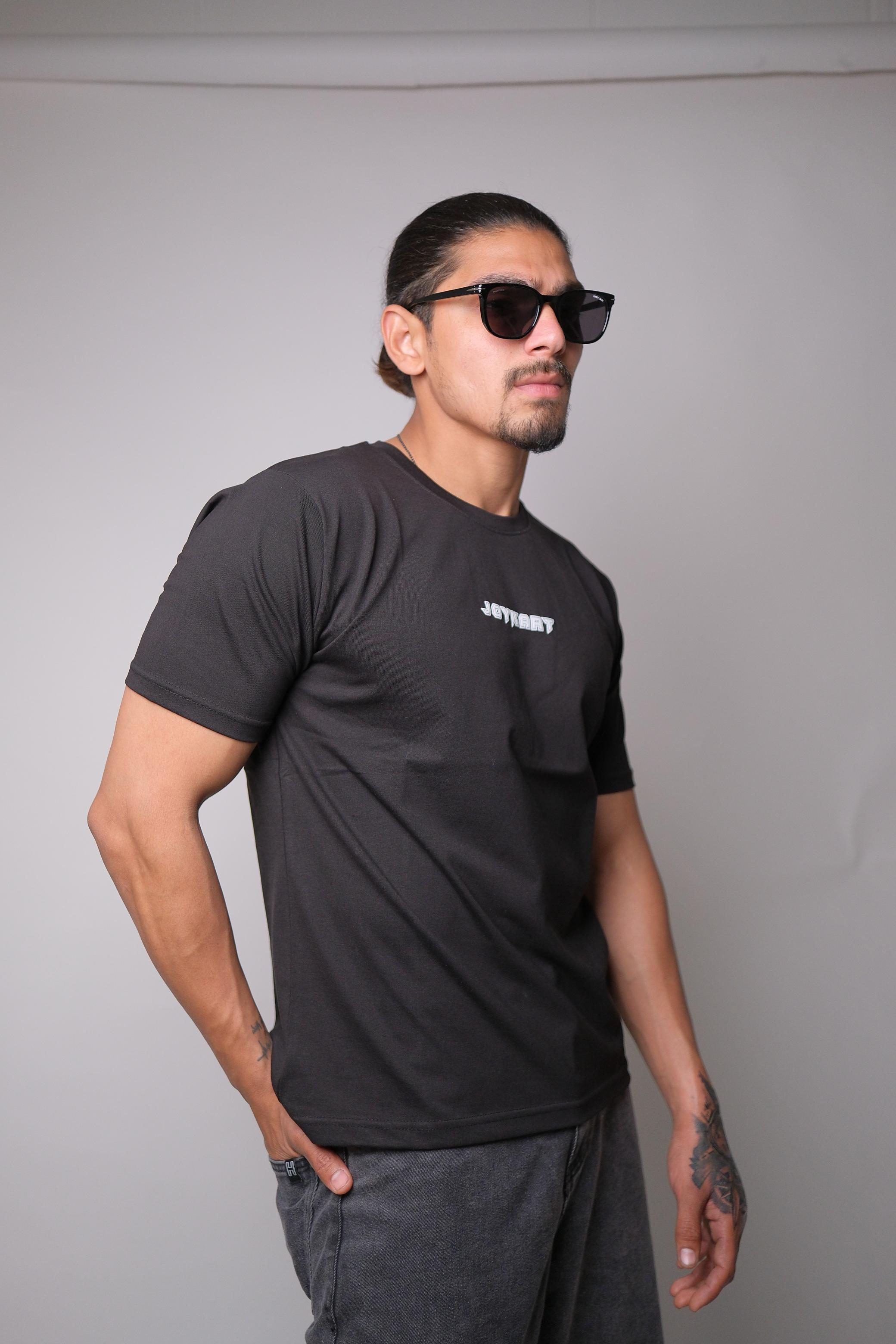 JOYKART BLACK ROUND NECK SLIM FIT MEN'S T-SHIRT