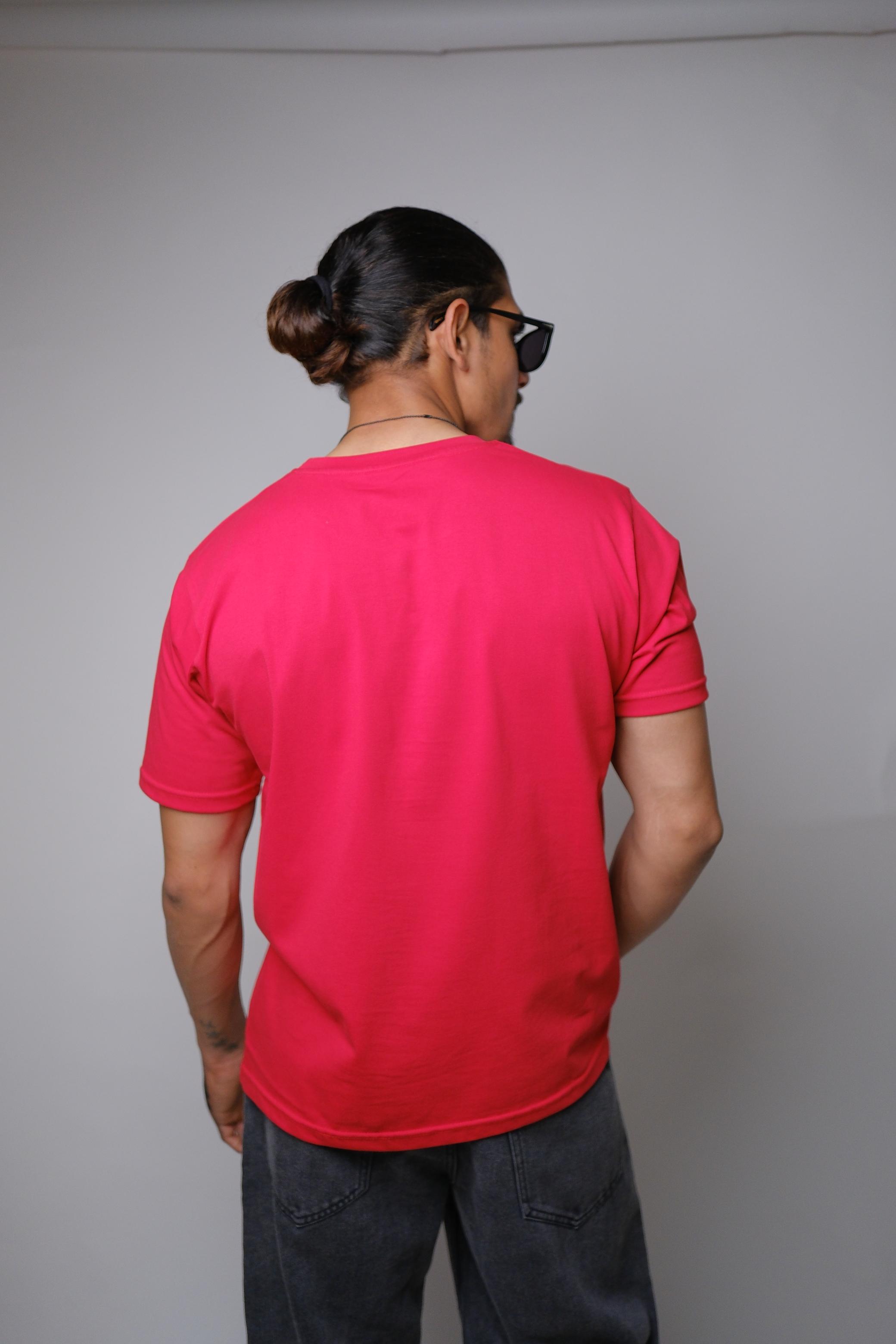 JOYKART RED ROUND NECK SLIM FIT MEN'S T-SHIRT