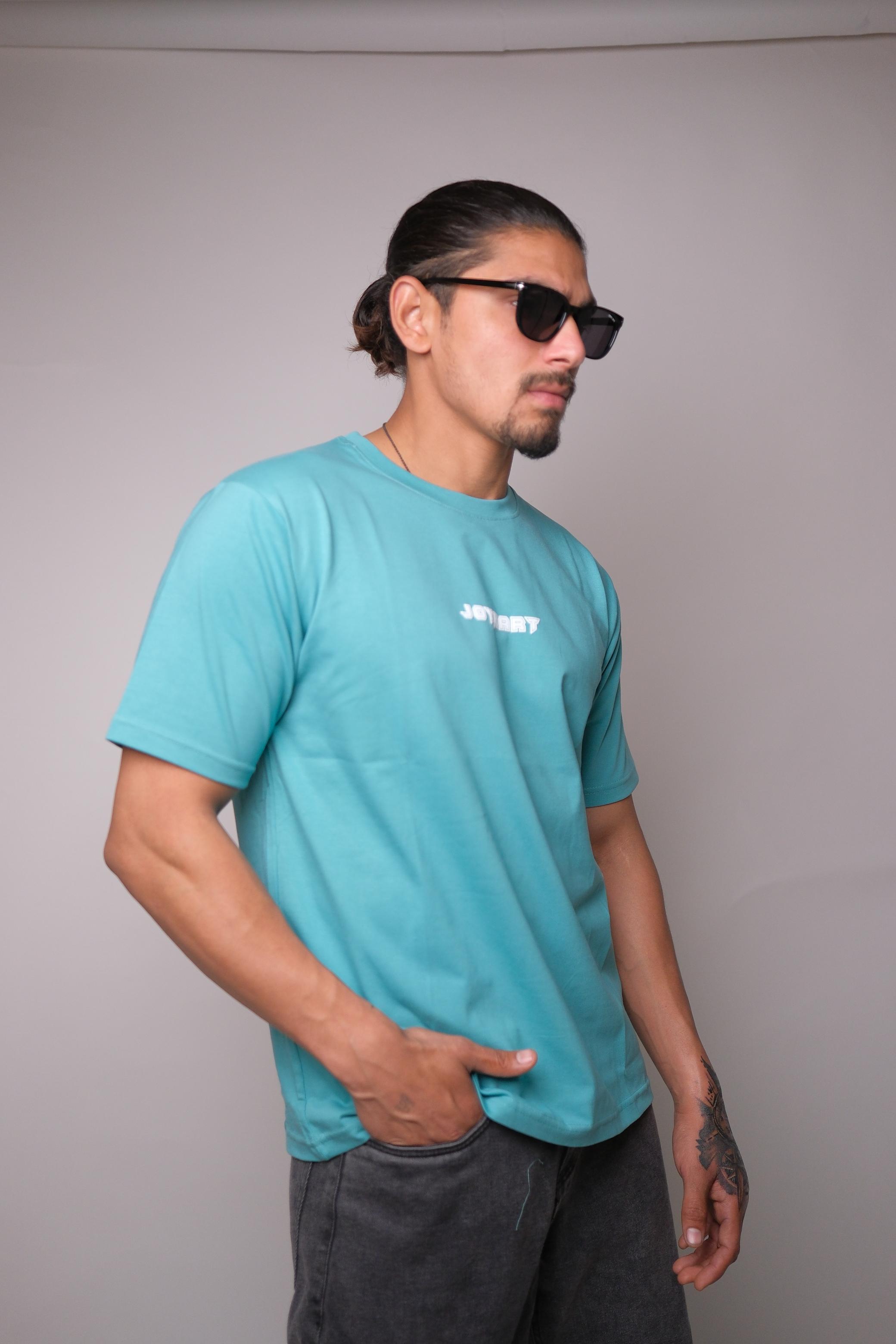 JOYKART SEA GREEN ROUND NECK SLIM FIT MEN'S T-SHIRT